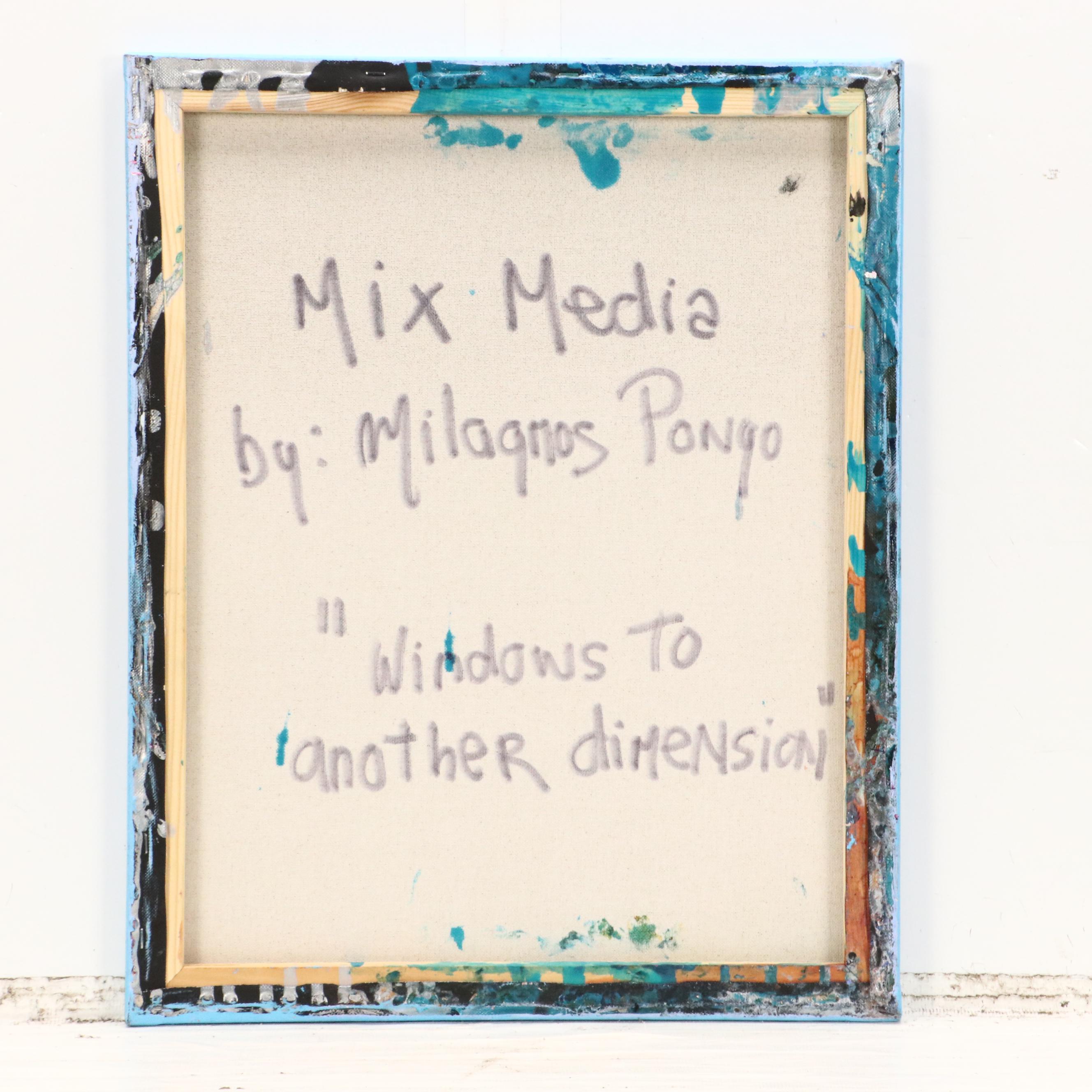 Milagros Pongo Abstract Mixed Media Painting "Windows to Another Dimension"