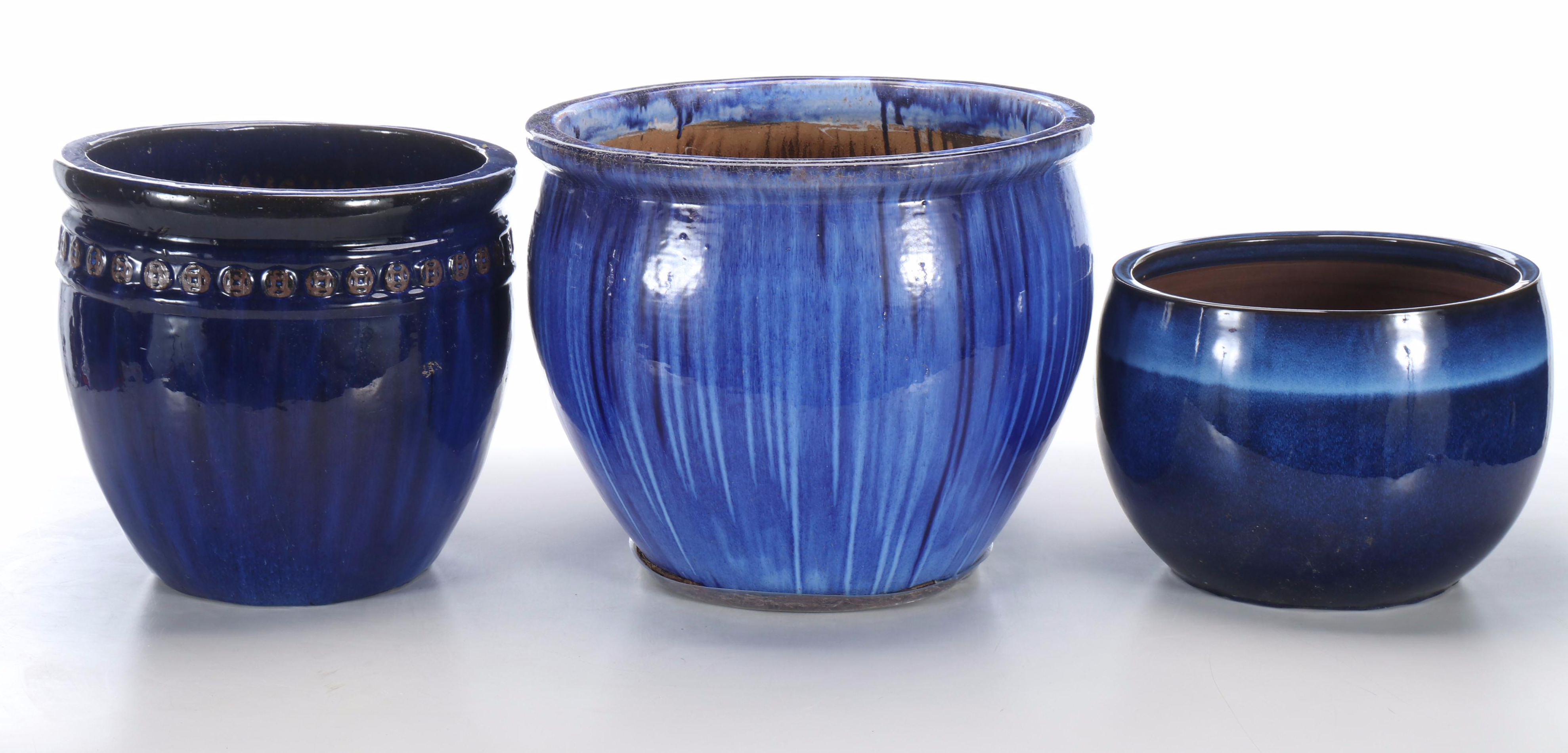 Blue Ceramic Outdoor Planters