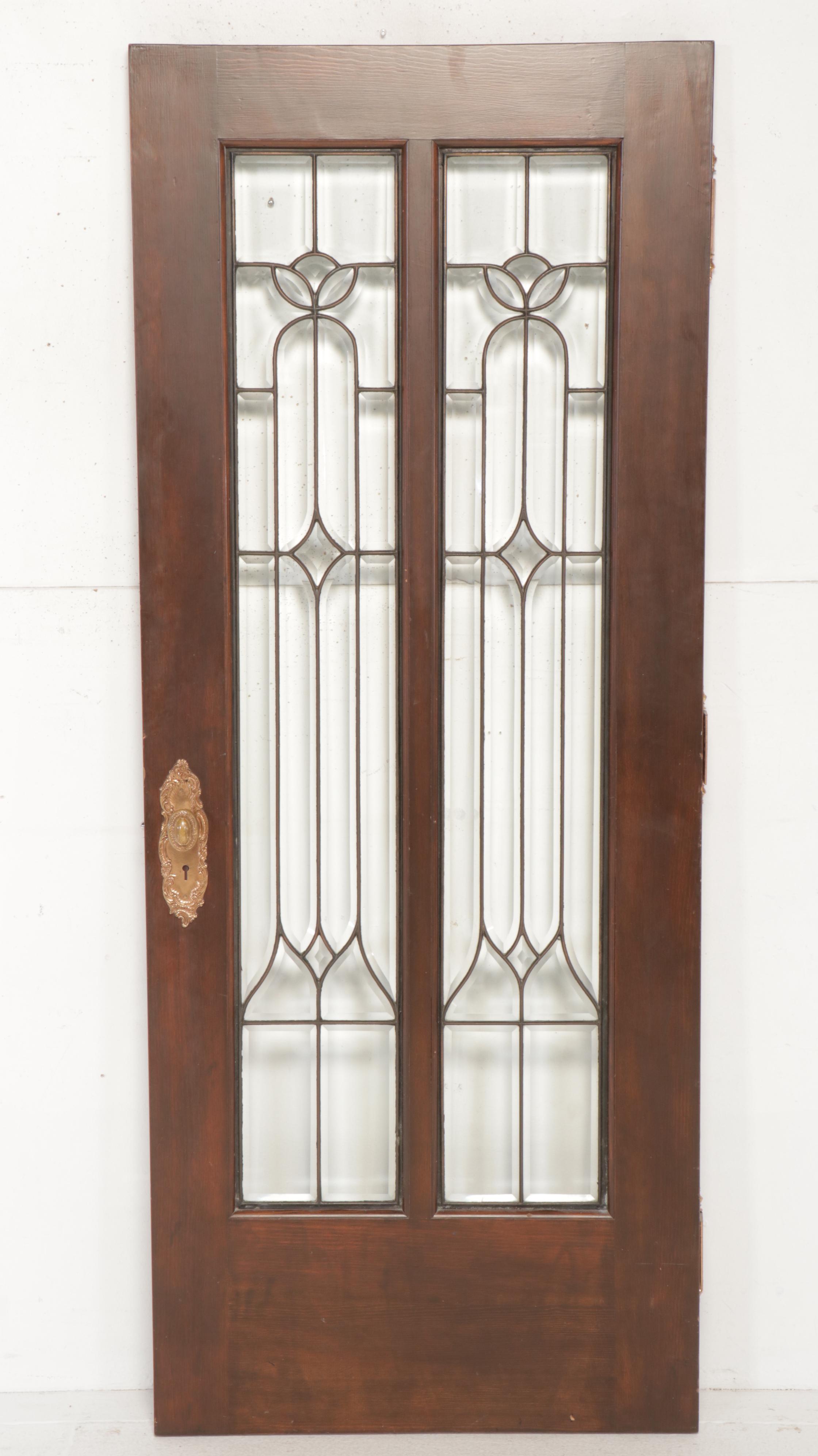 Edwardian Style Mahogany and Leaded Glass Door, Early to Mid-20th Century