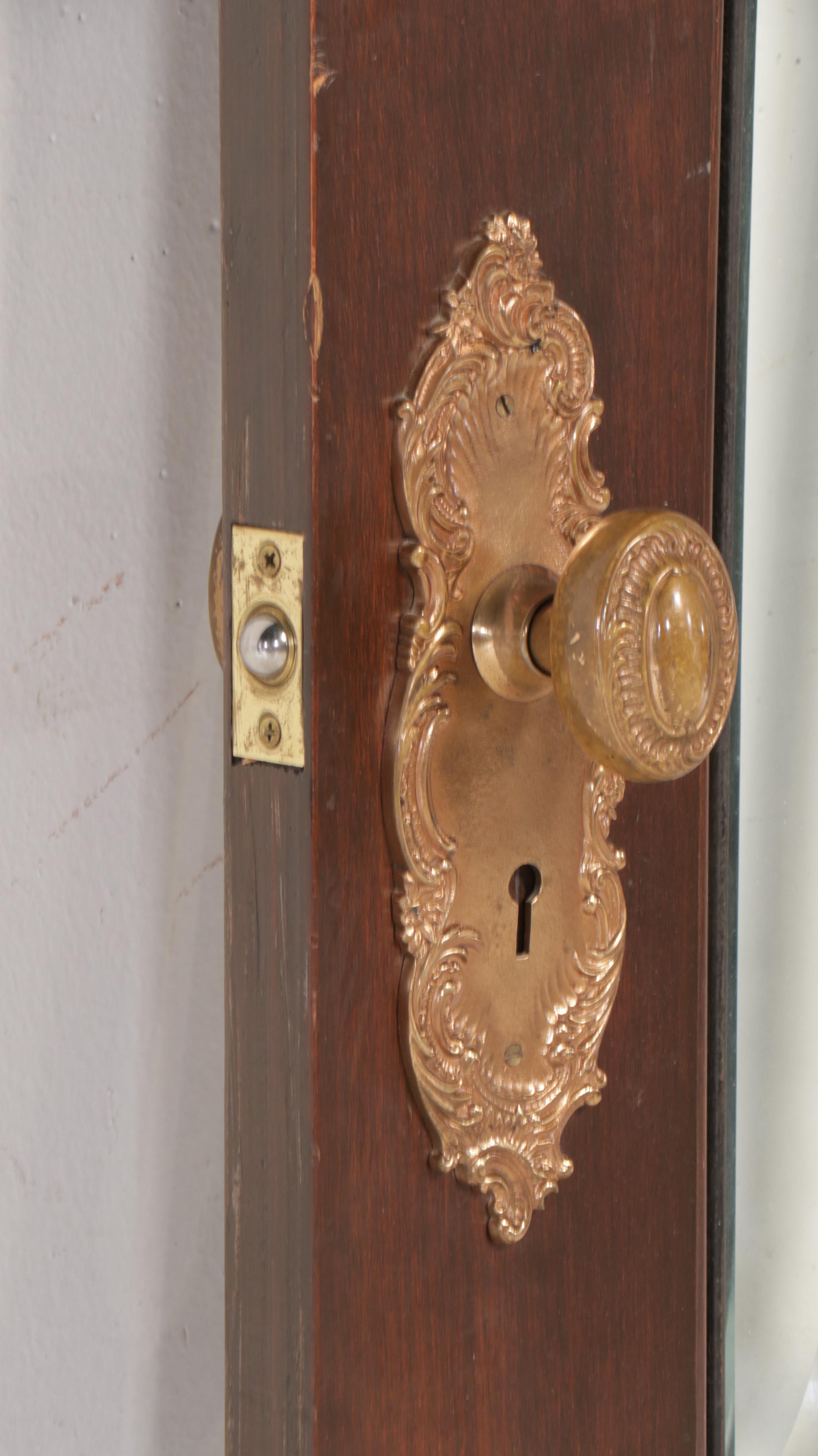 Edwardian Style Mahogany and Leaded Glass Door, Early to Mid-20th Century