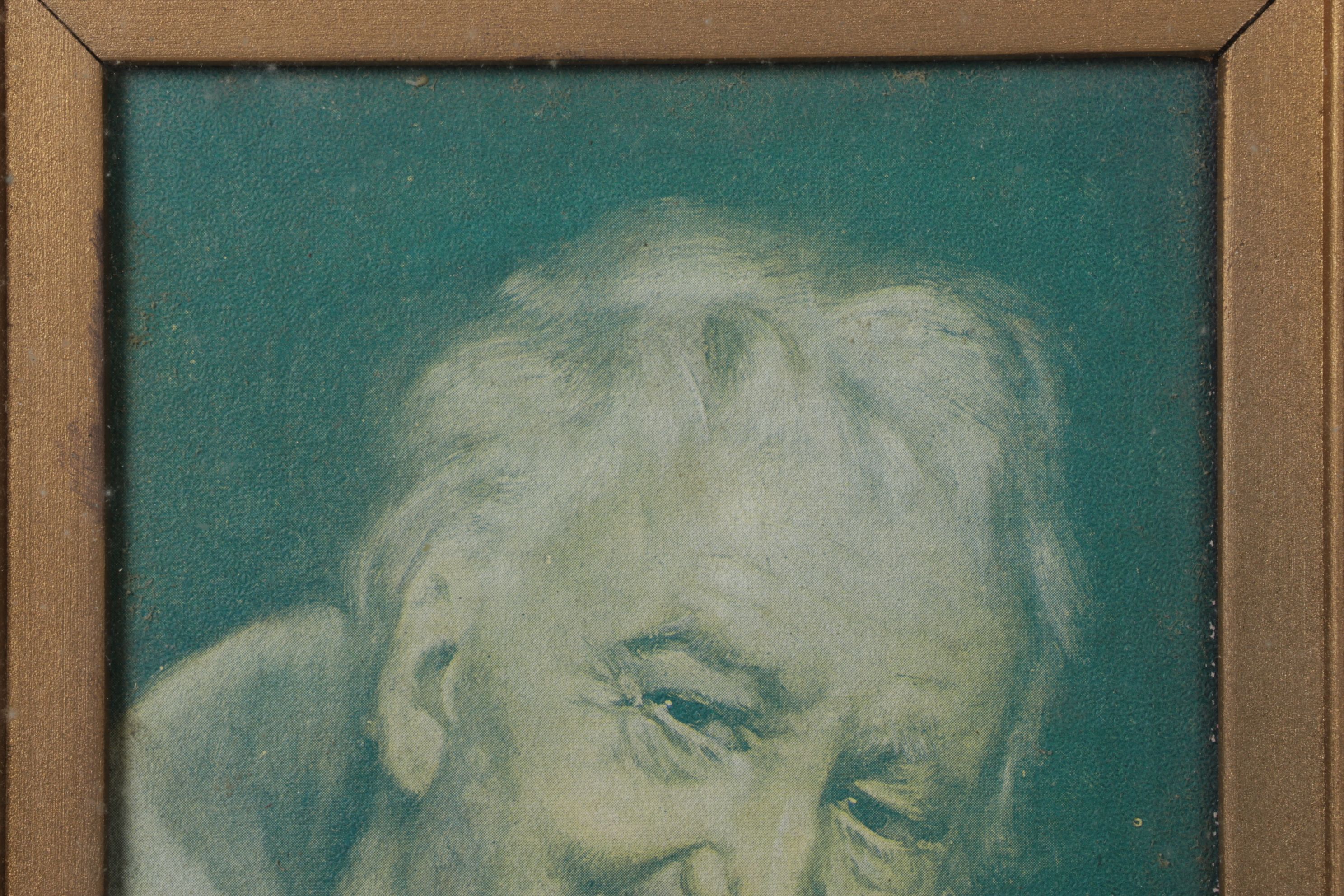Green-Tinted Offset Lithograph Portrait of a Priest, Late 19th Century