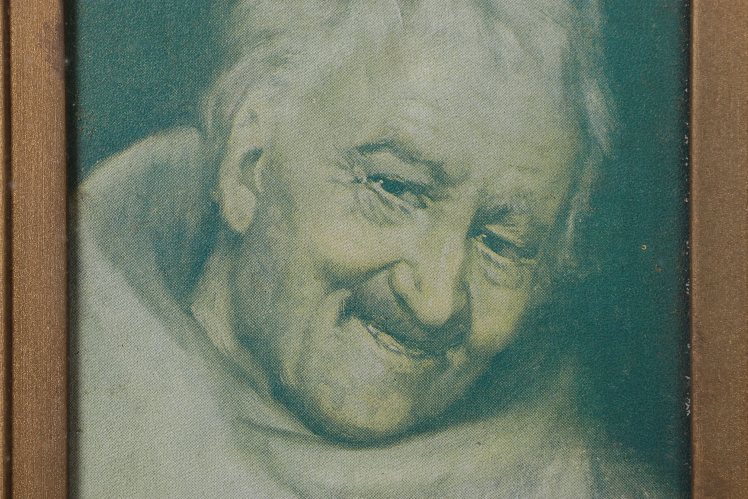 Green-Tinted Offset Lithograph Portrait of a Priest, Late 19th Century