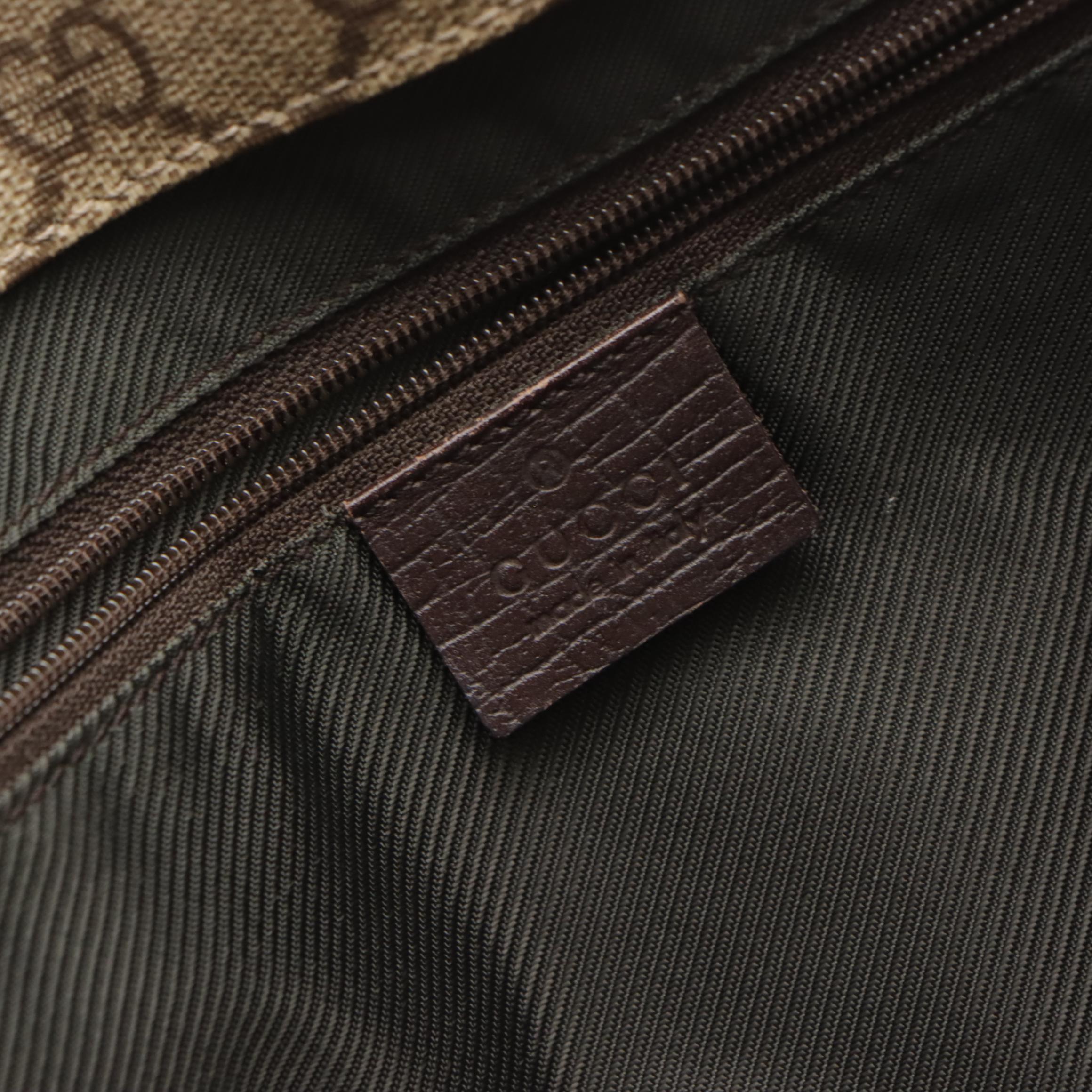 Gucci Joy GG Supreme Canvas & Brown Cinghiale Leather Top Handle Vertical Tote