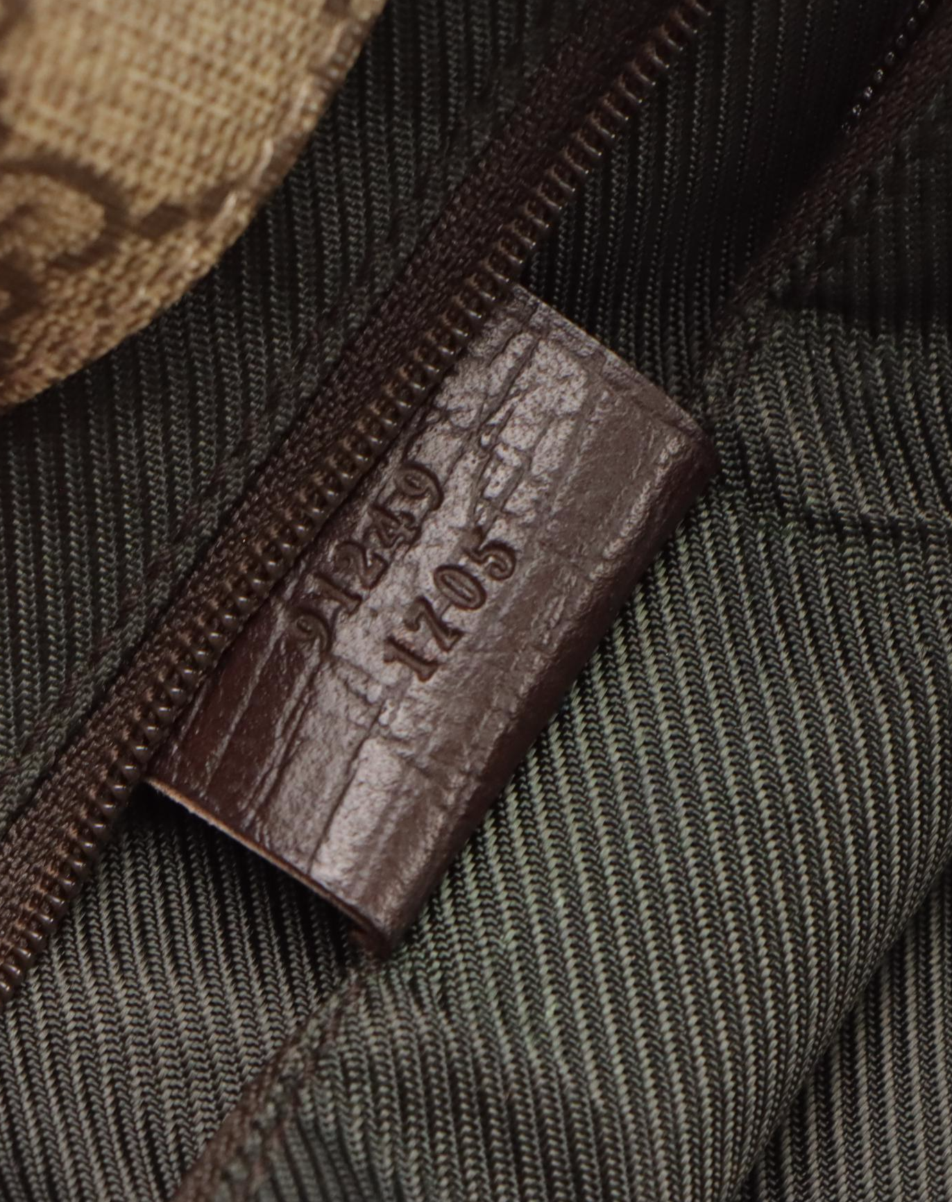 Gucci Joy GG Supreme Canvas & Brown Cinghiale Leather Top Handle Vertical Tote