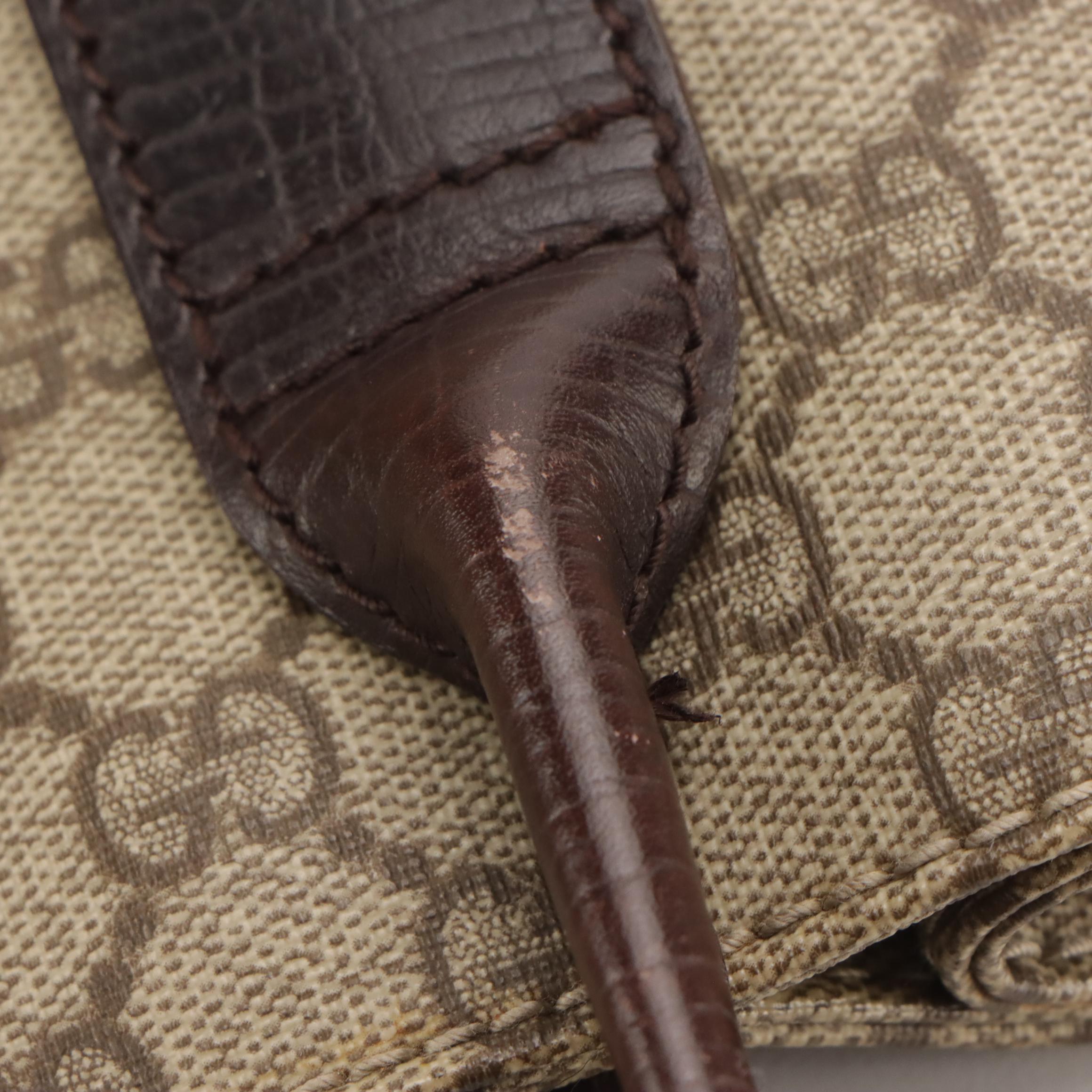 Gucci Joy GG Supreme Canvas & Brown Cinghiale Leather Top Handle Vertical Tote