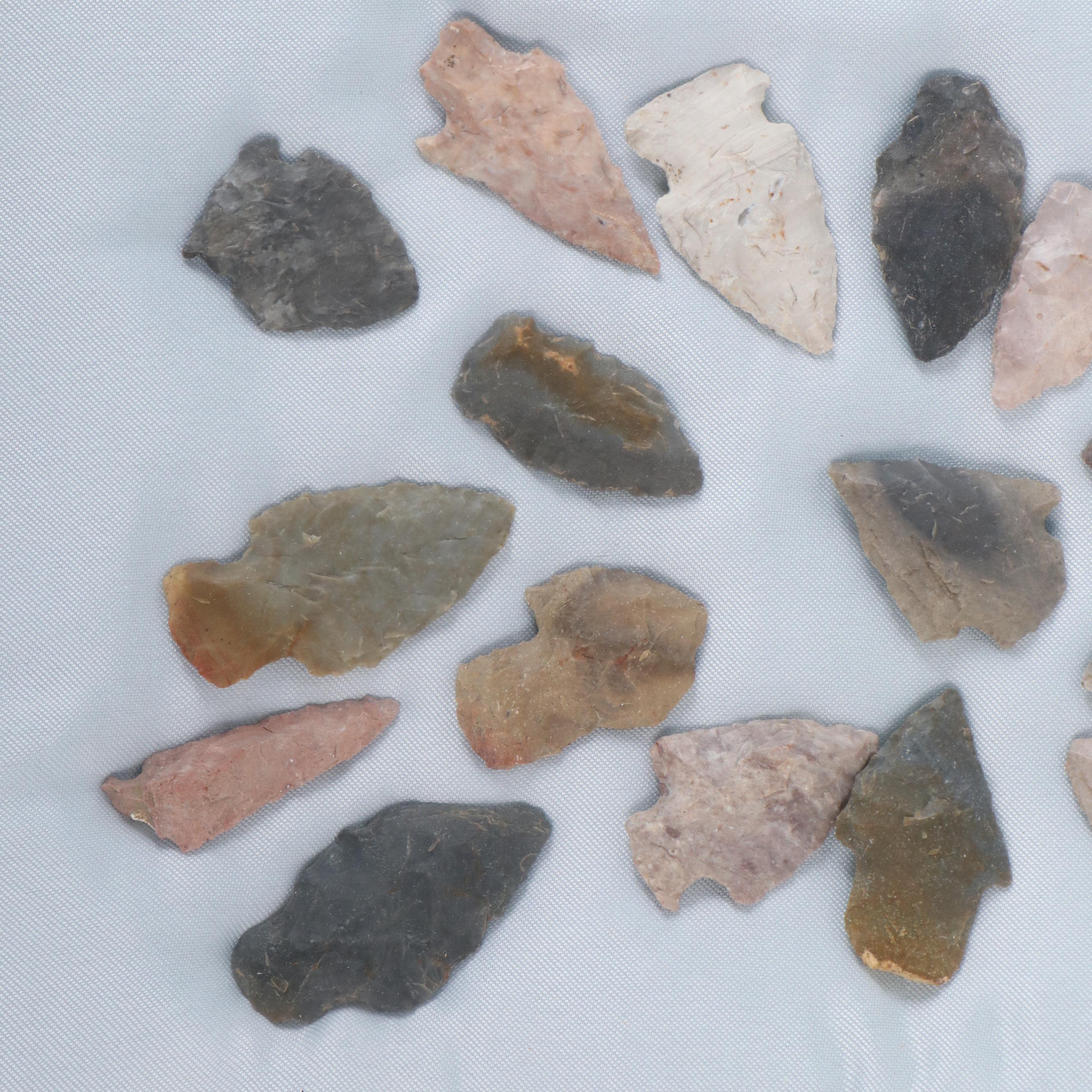 Native American Stemmed Chert Arrowheads