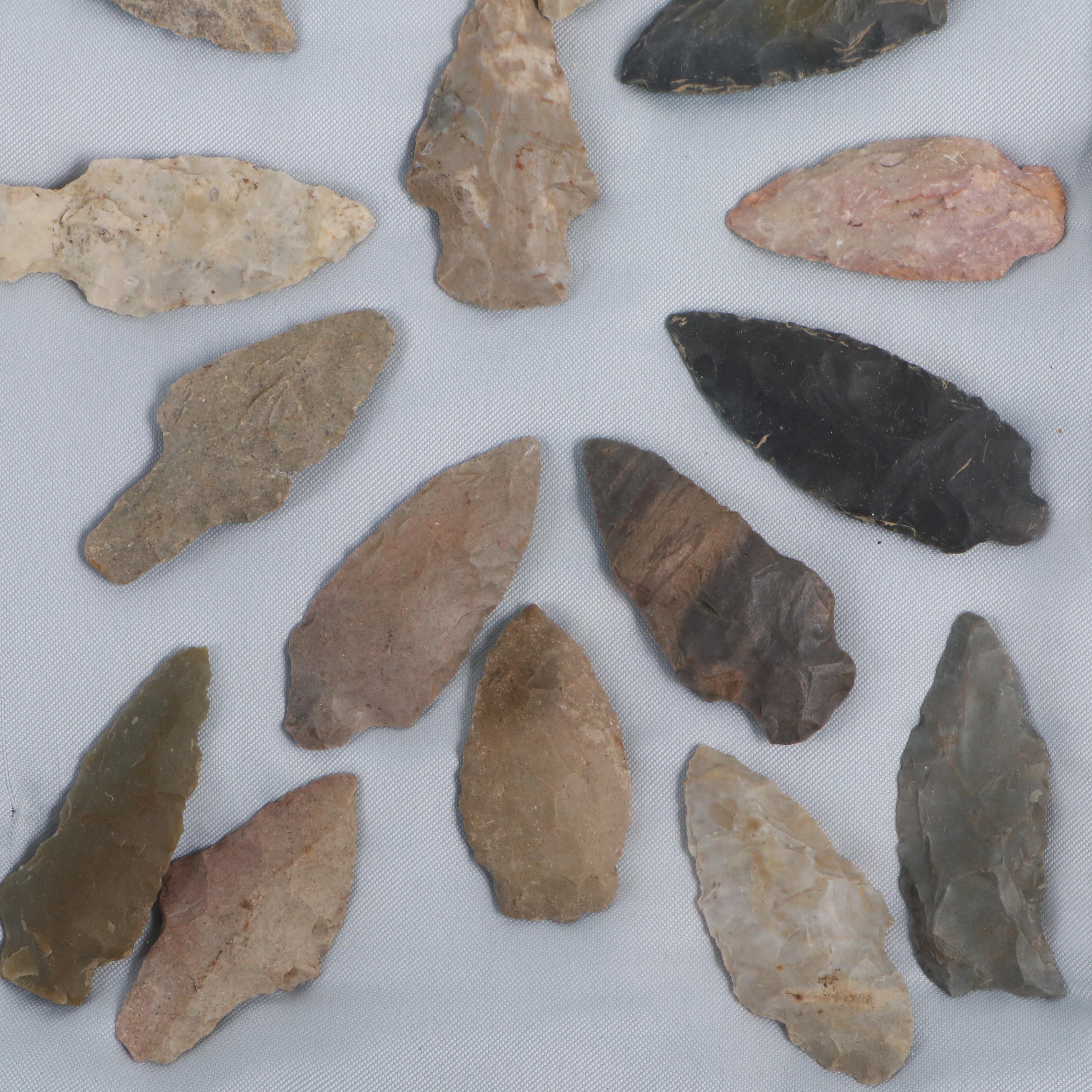 Native American Stemmed Chert Arrowheads