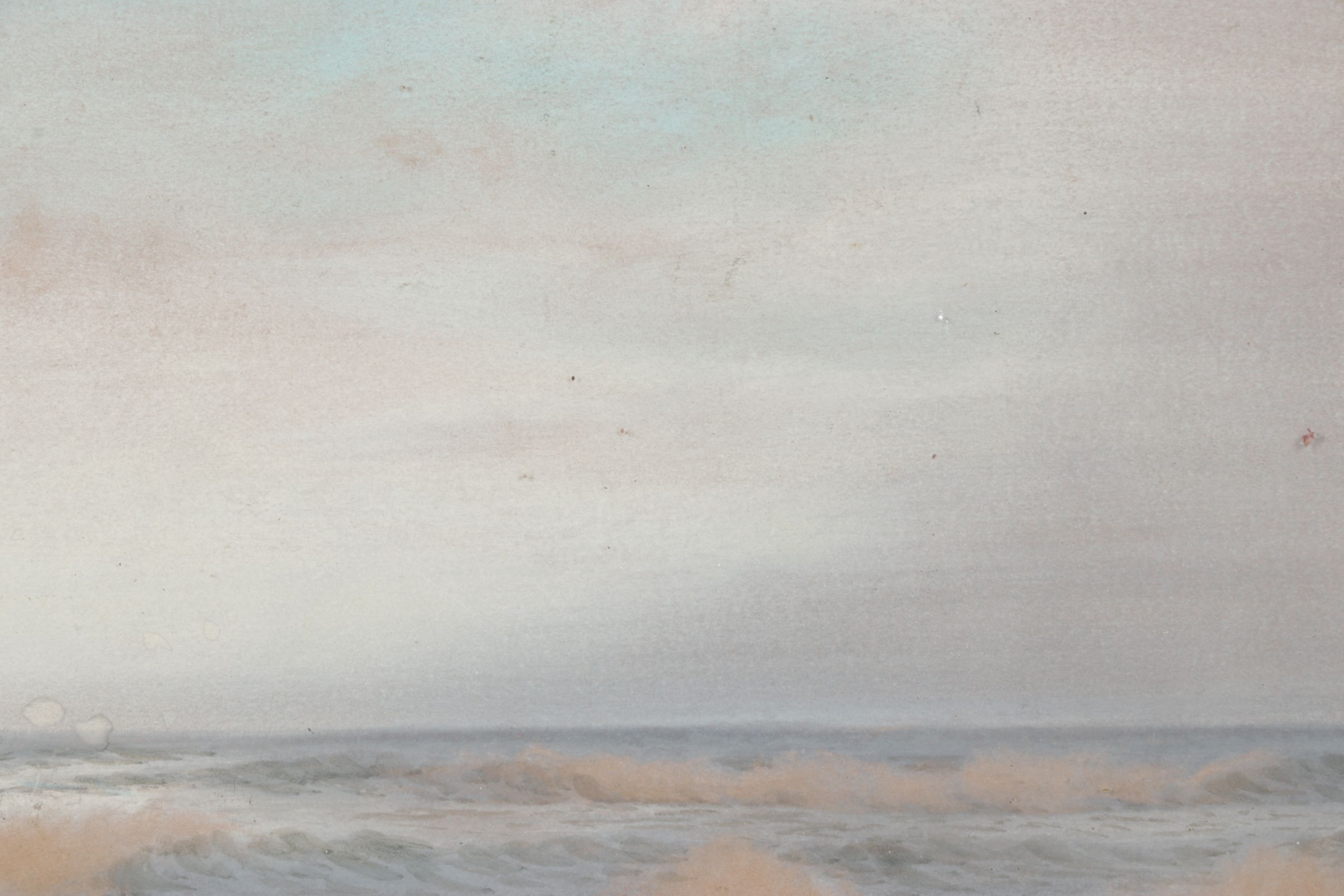 Color Lithograph Scene of Waves Crashing Off Shoreline, Mid to Late 20th Century