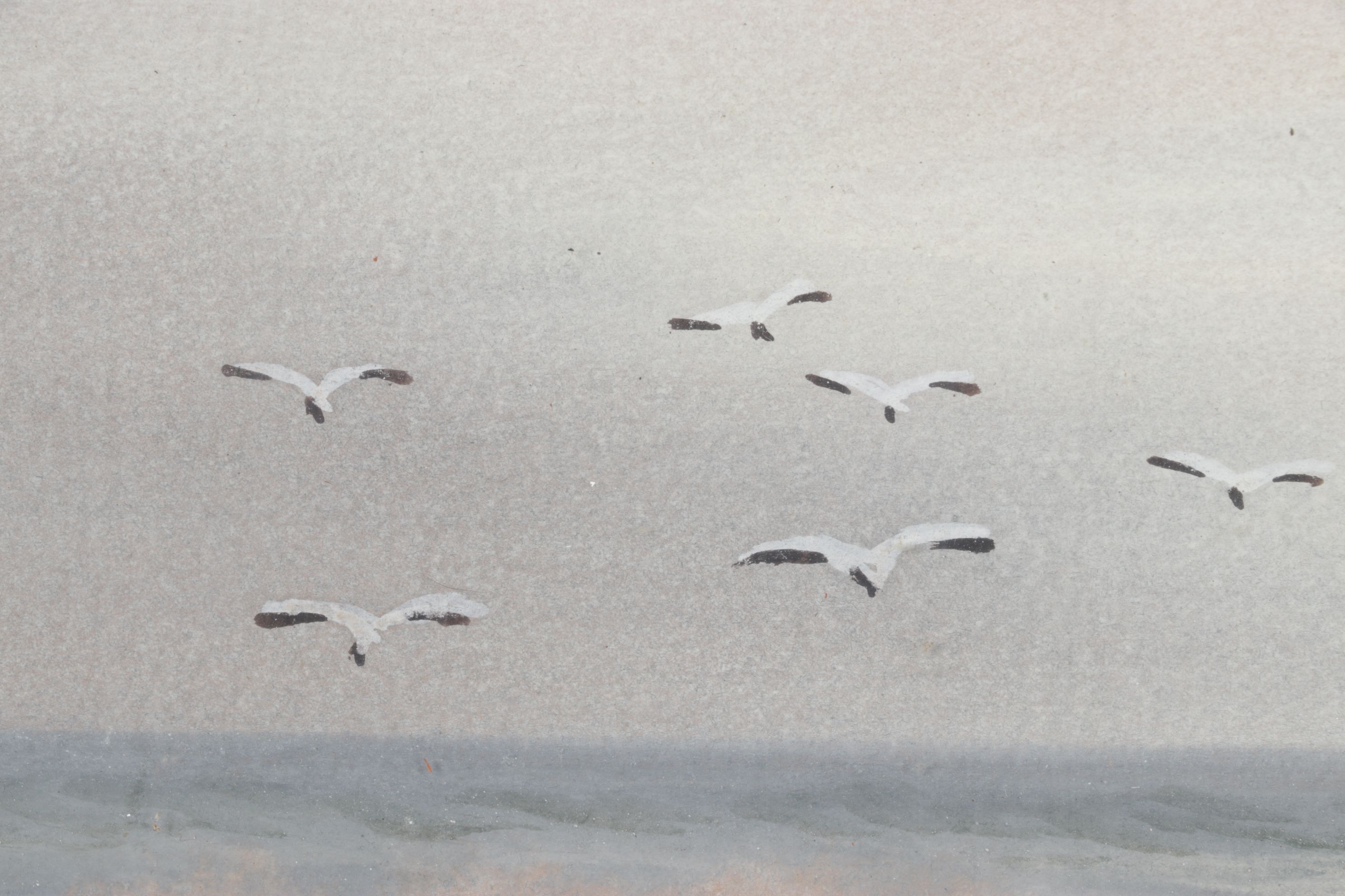 Color Lithograph Scene of Waves Crashing Off Shoreline, Mid to Late 20th Century