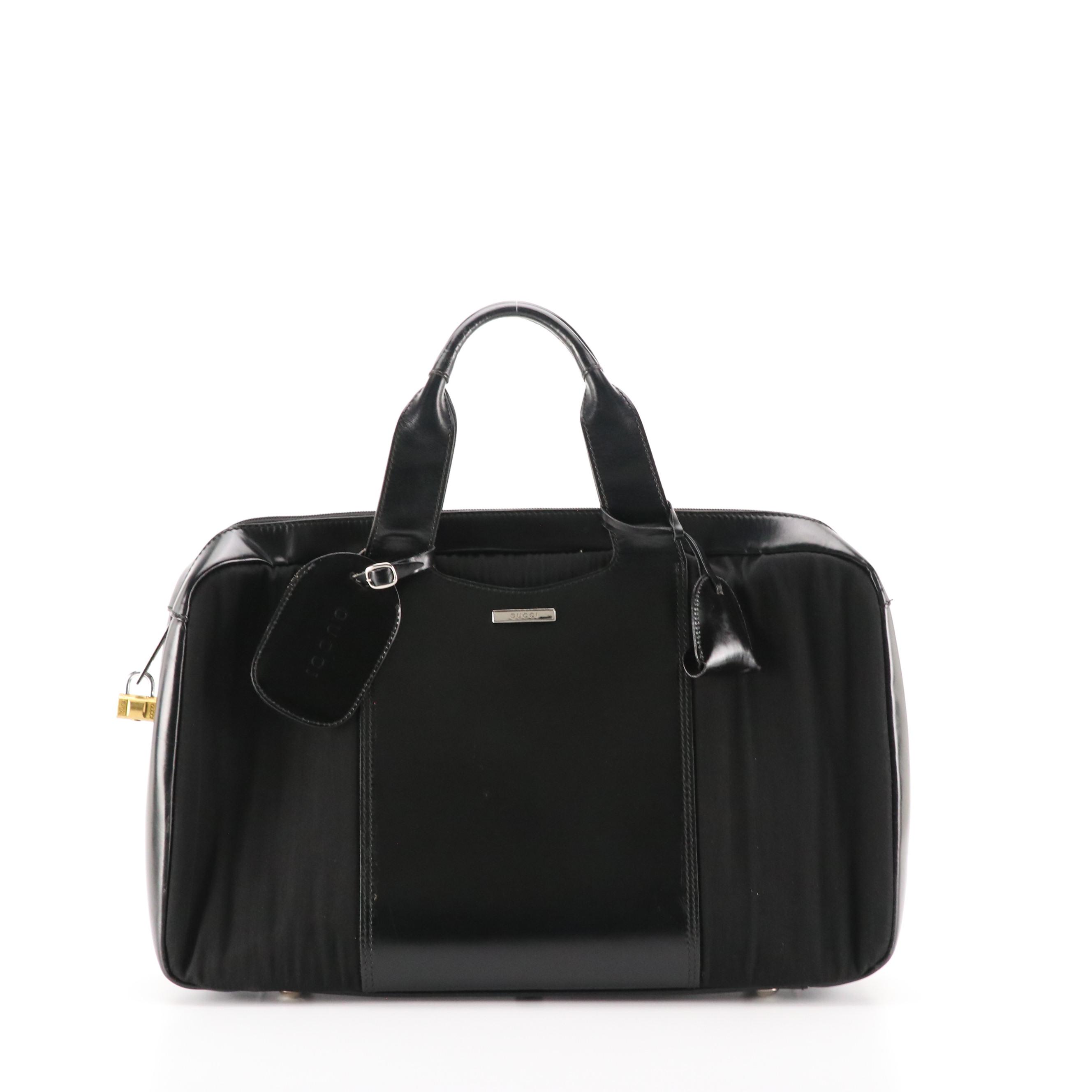 Gucci Vintage Zip-Around Travel Case in Black Canvas and Calfskin Leather