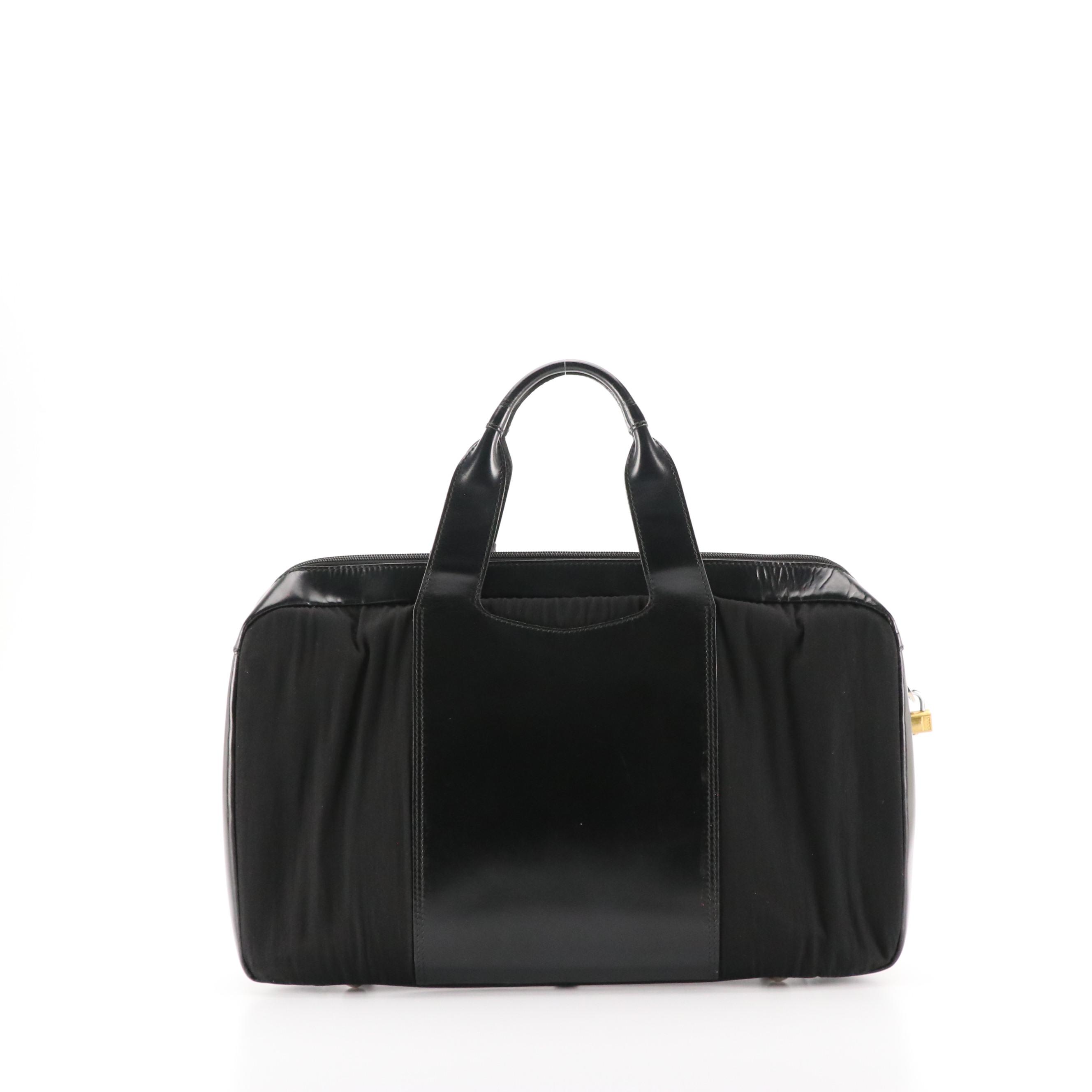 Gucci Vintage Zip-Around Travel Case in Black Canvas and Calfskin Leather