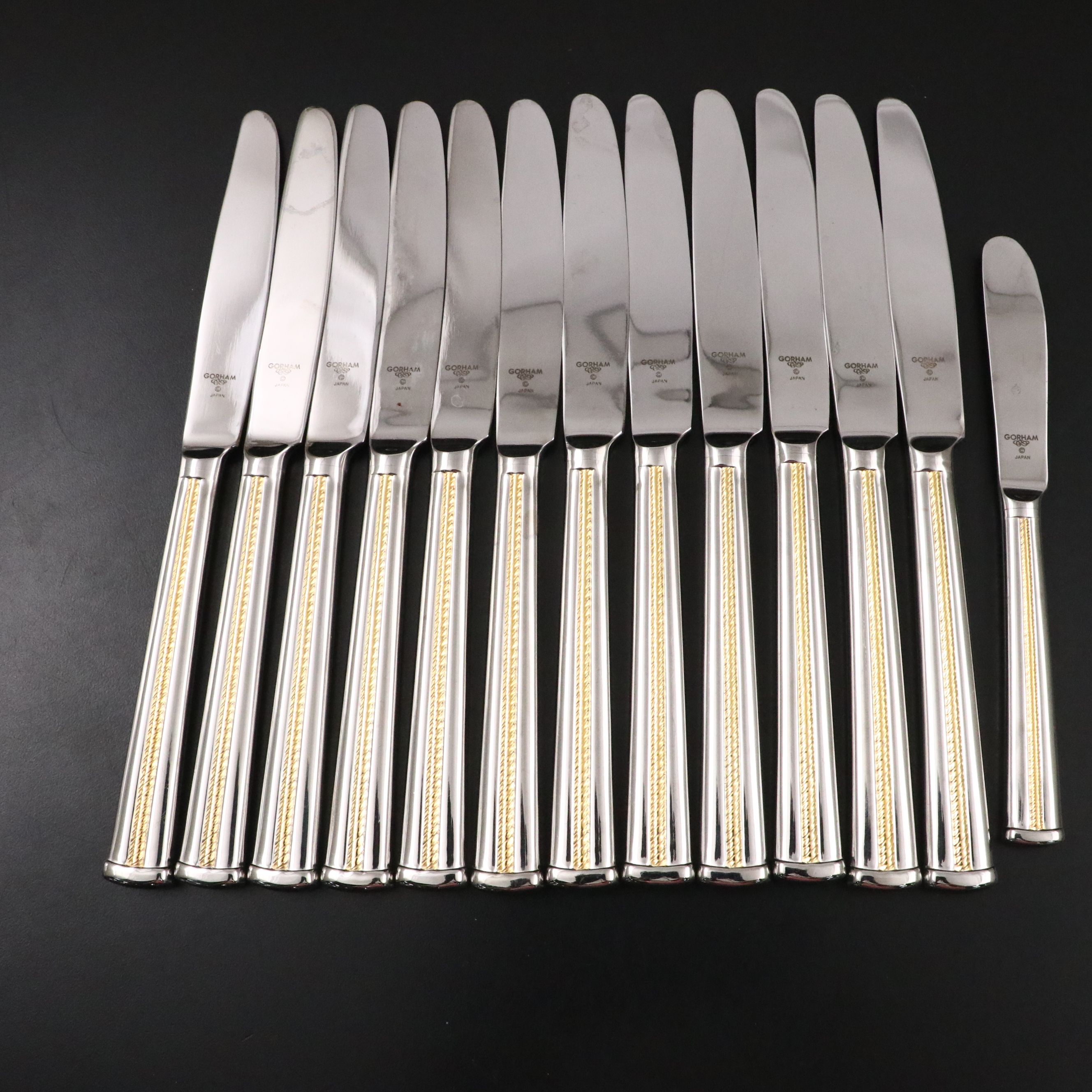 Gorham "Golden Brocade" Stainless Steel Flatware, Late 20th Century