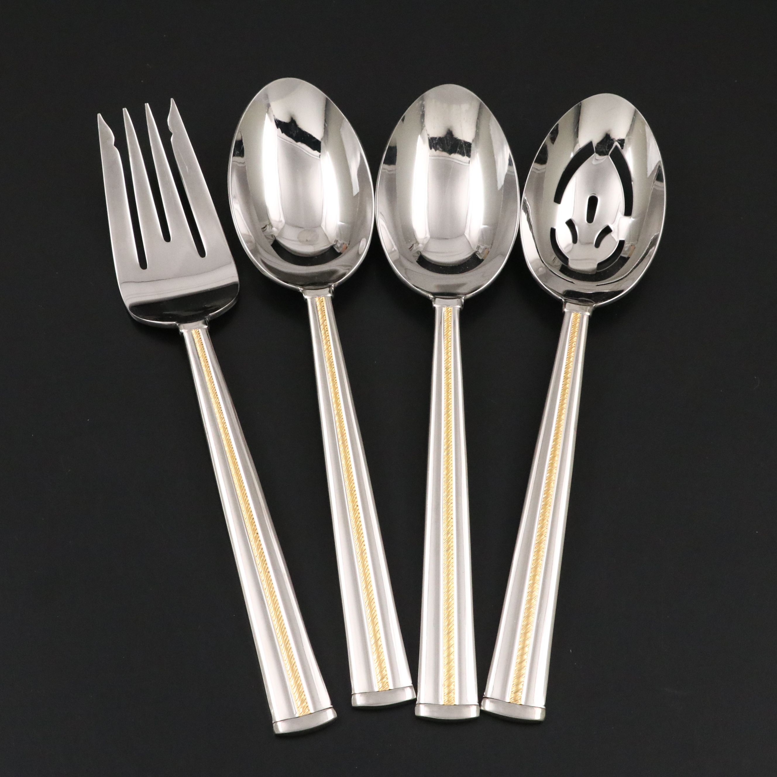Gorham "Golden Brocade" Stainless Steel Flatware, Late 20th Century