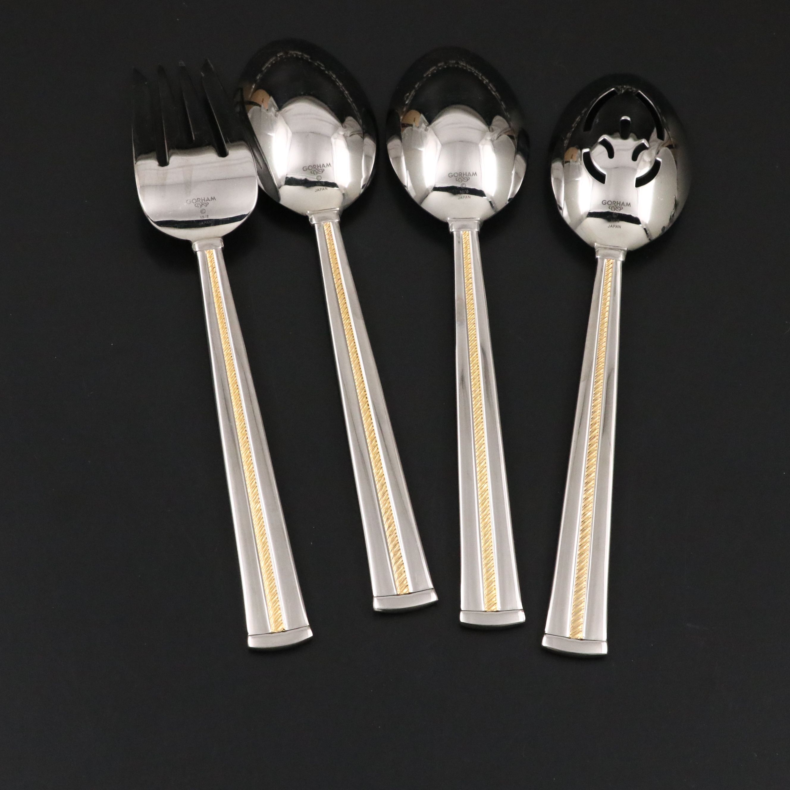 Gorham "Golden Brocade" Stainless Steel Flatware, Late 20th Century