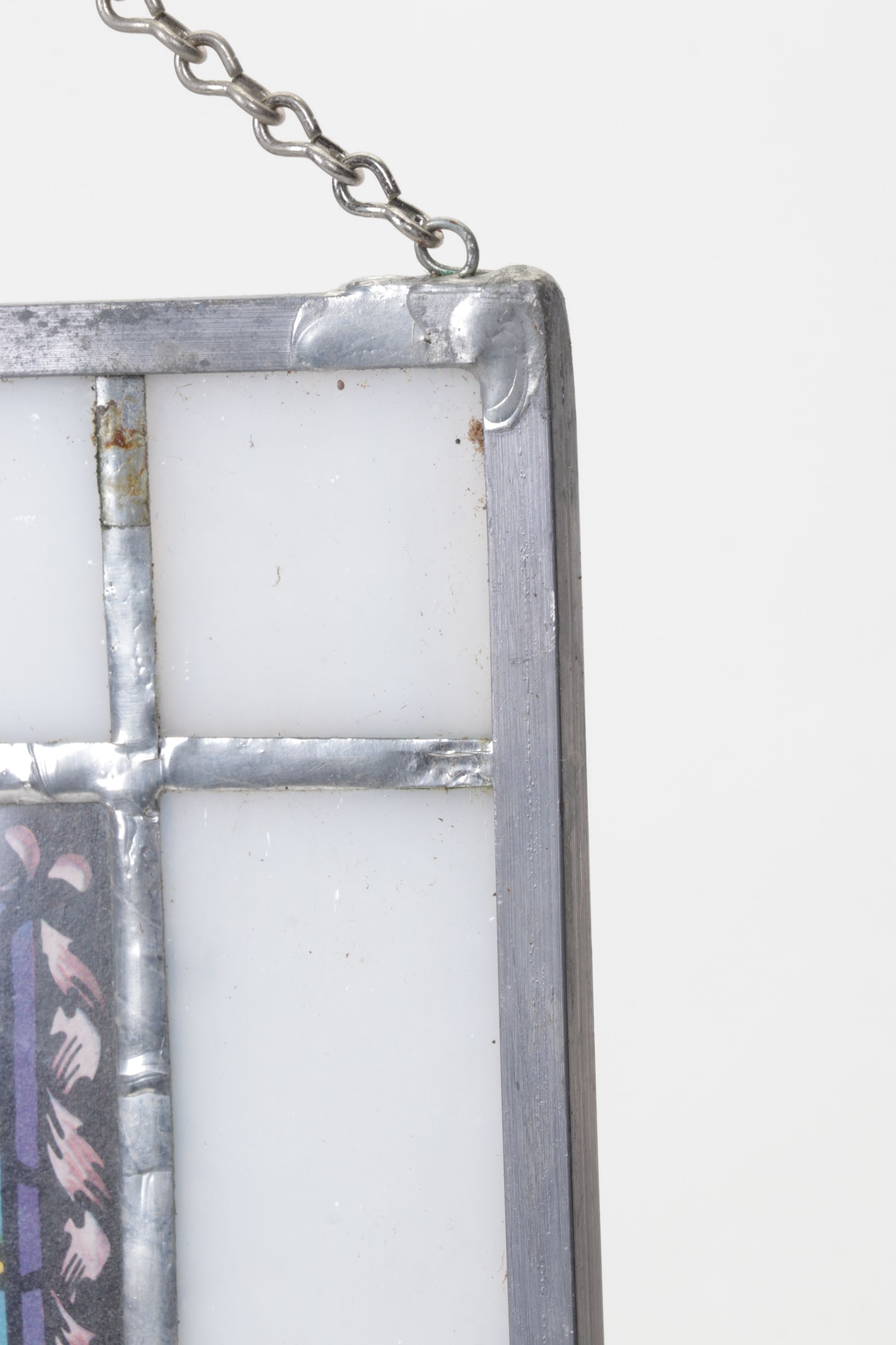 Offset Lithograph of Mythological Creatures Framed in a Stained Glass Panel