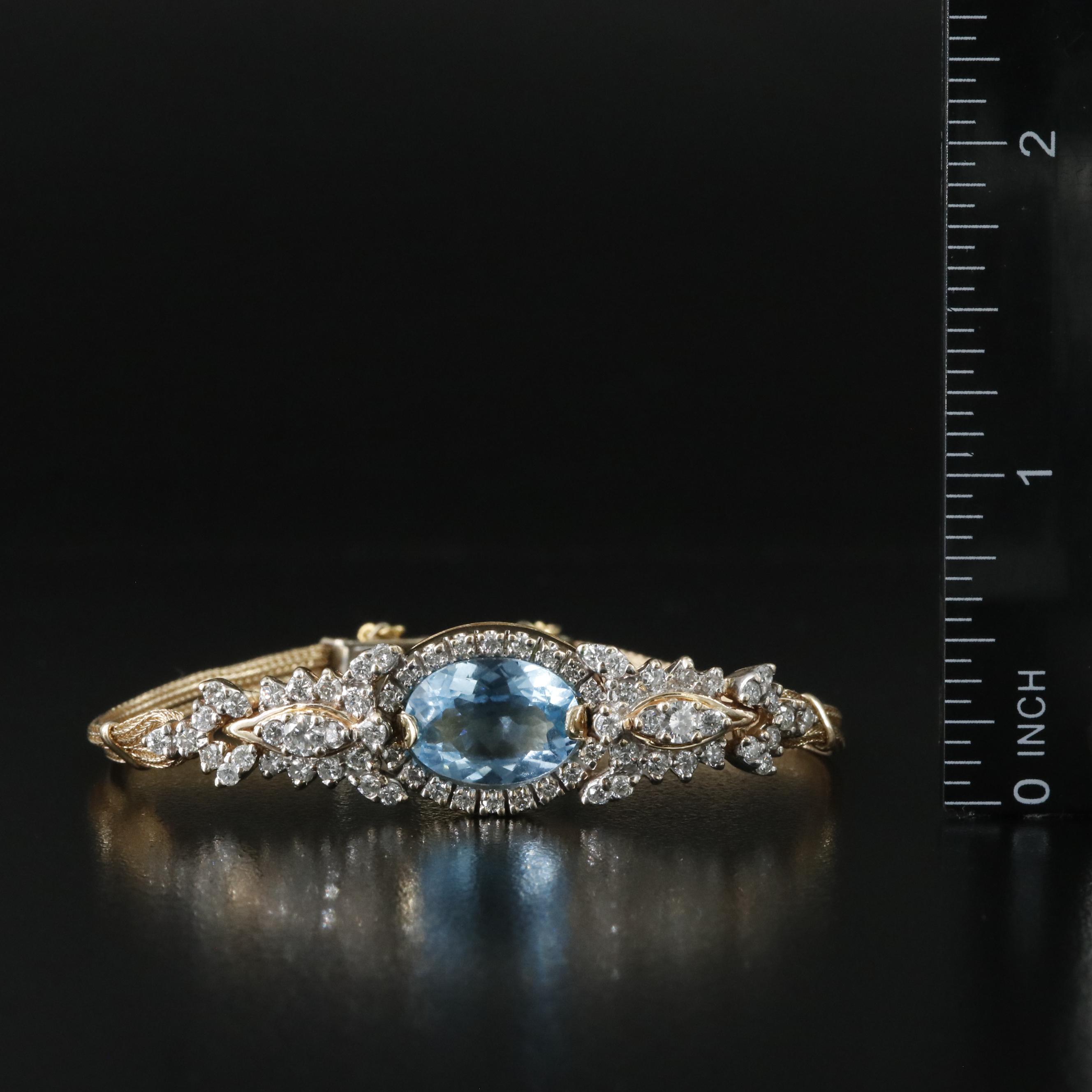 14K Topaz and 1.84 CTW Diamond Station on Gold-Filled Bracelet