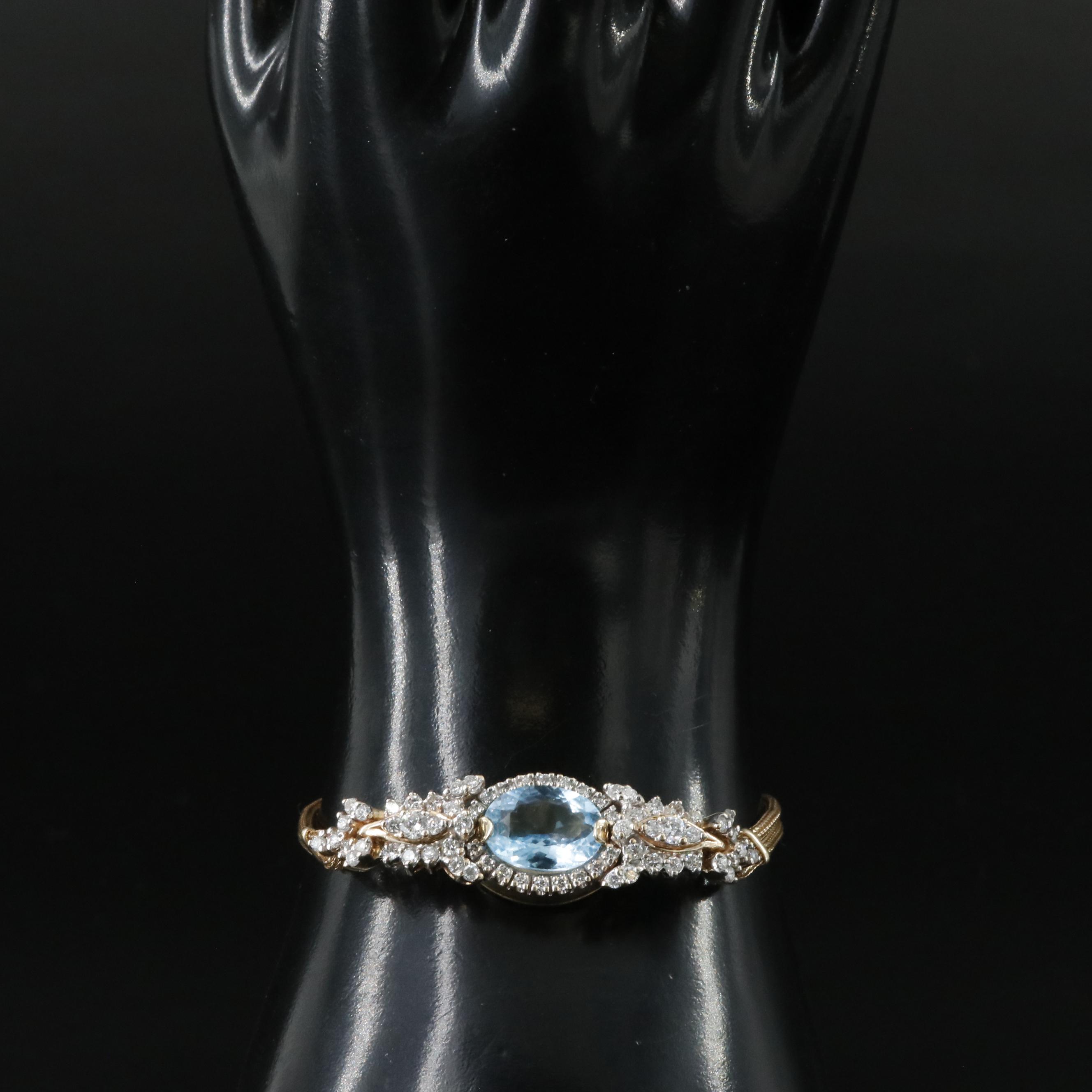 14K Topaz and 1.84 CTW Diamond Station on Gold-Filled Bracelet