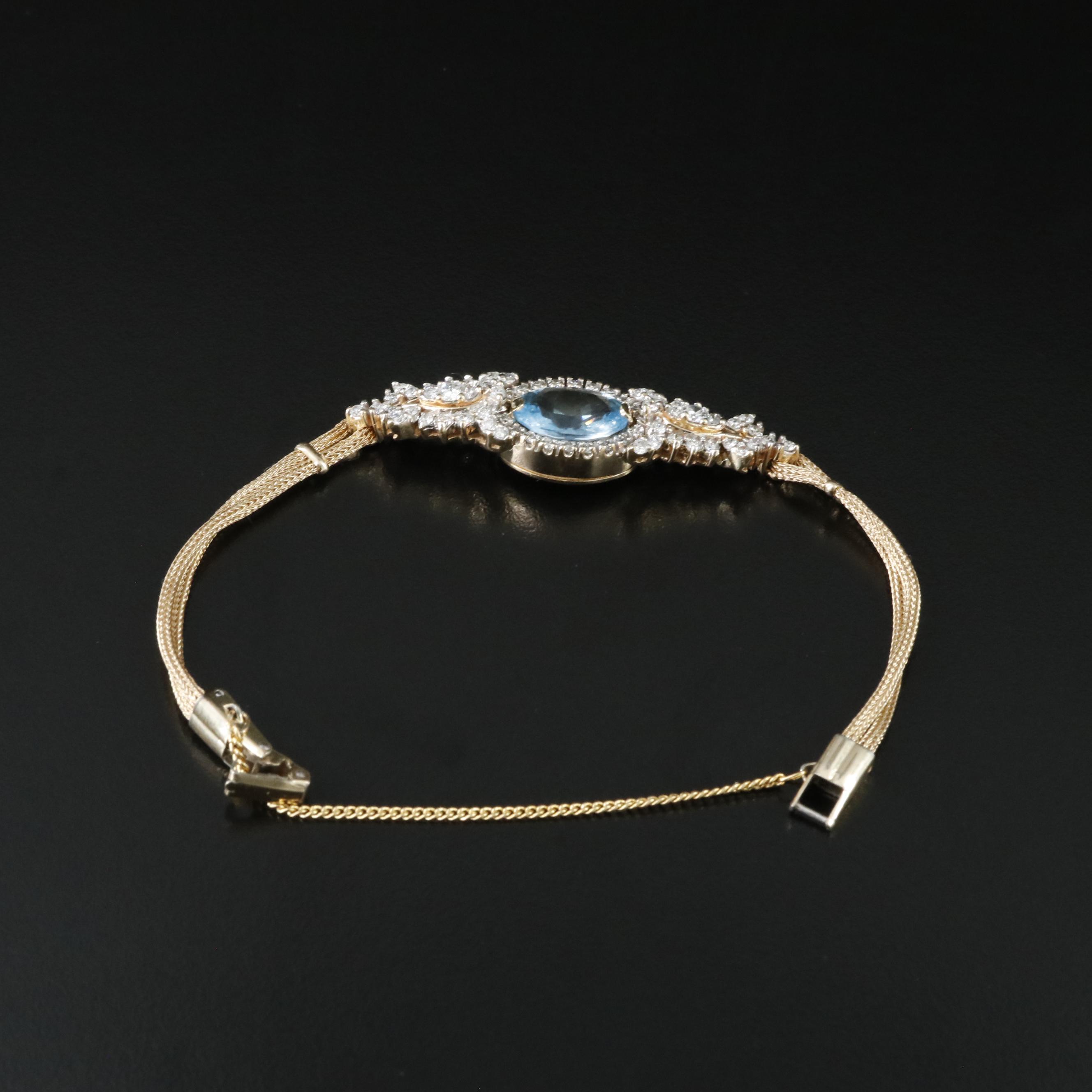 14K Topaz and 1.84 CTW Diamond Station on Gold-Filled Bracelet