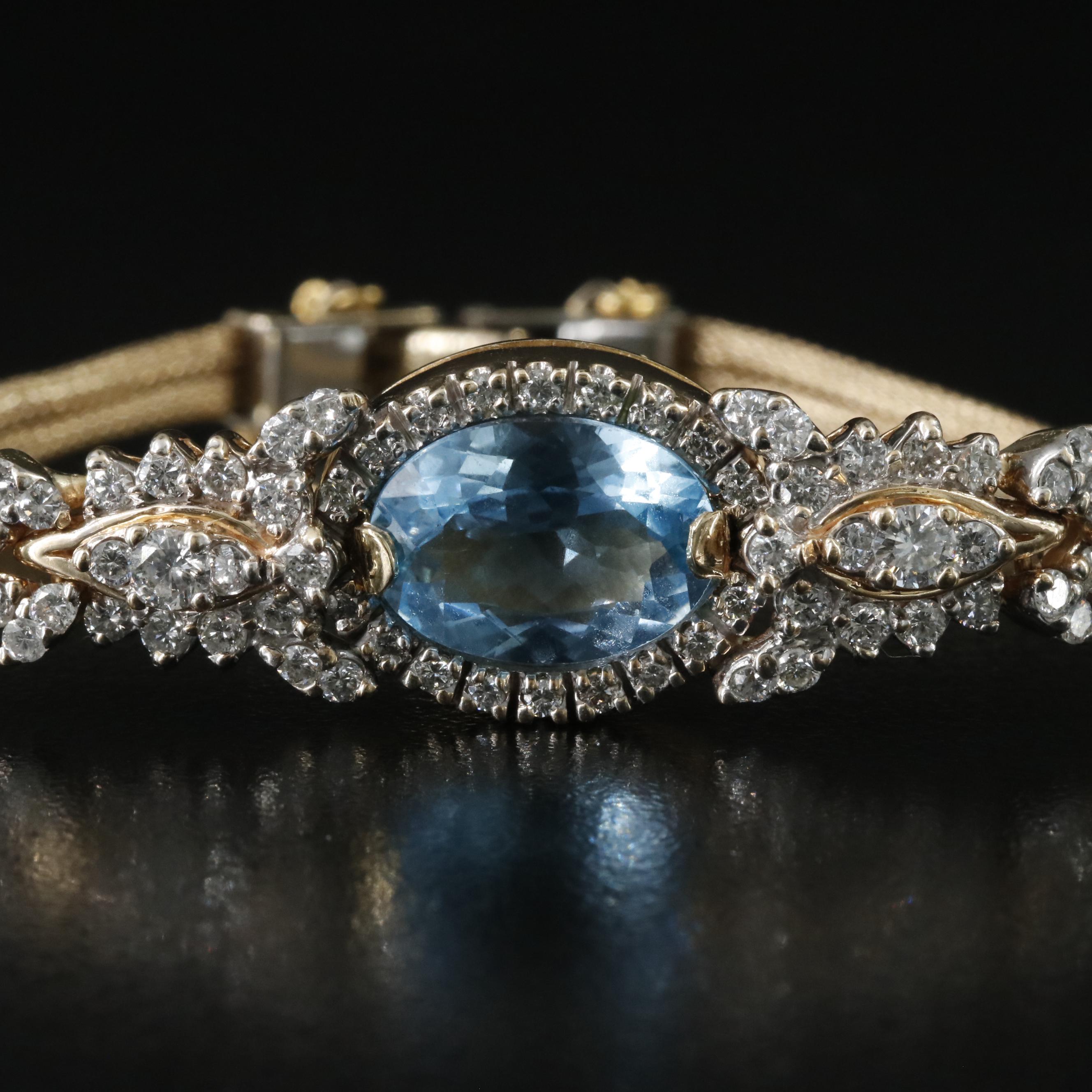 14K Topaz and 1.84 CTW Diamond Station on Gold-Filled Bracelet