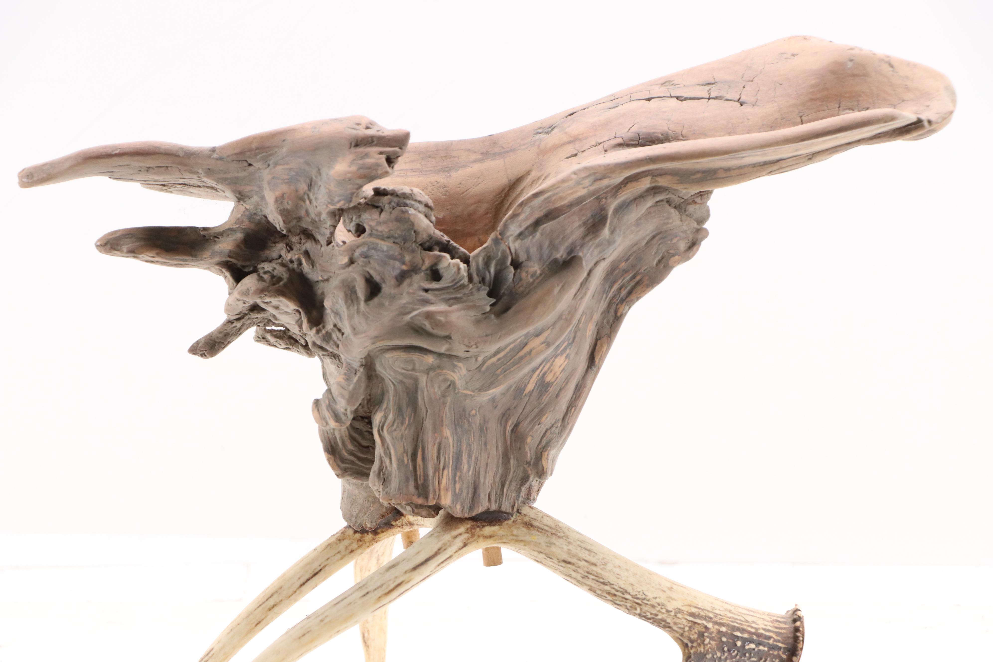 Robert Beaven Folk Art Found Wood and Antler Sculpture