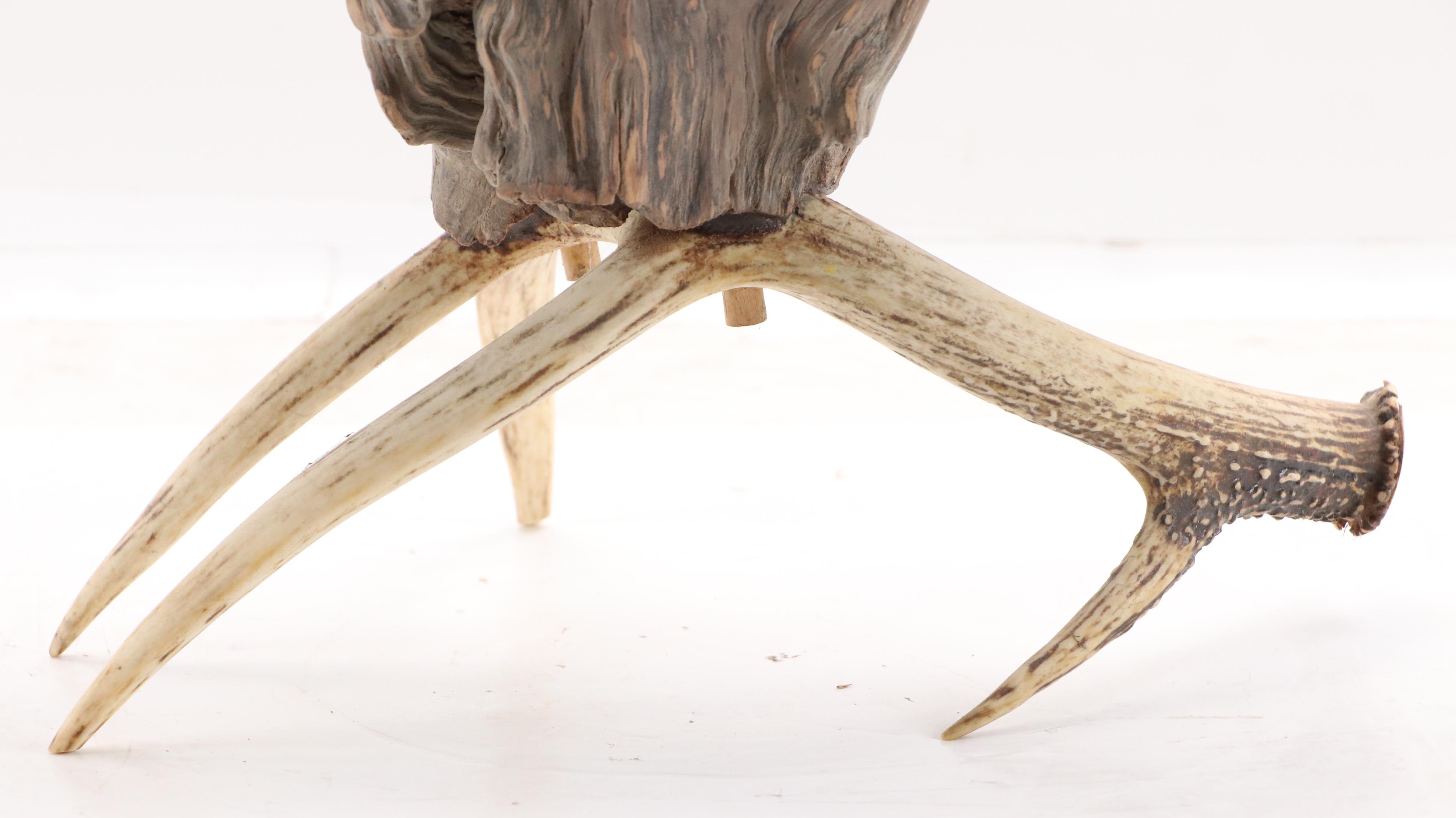 Robert Beaven Folk Art Found Wood and Antler Sculpture