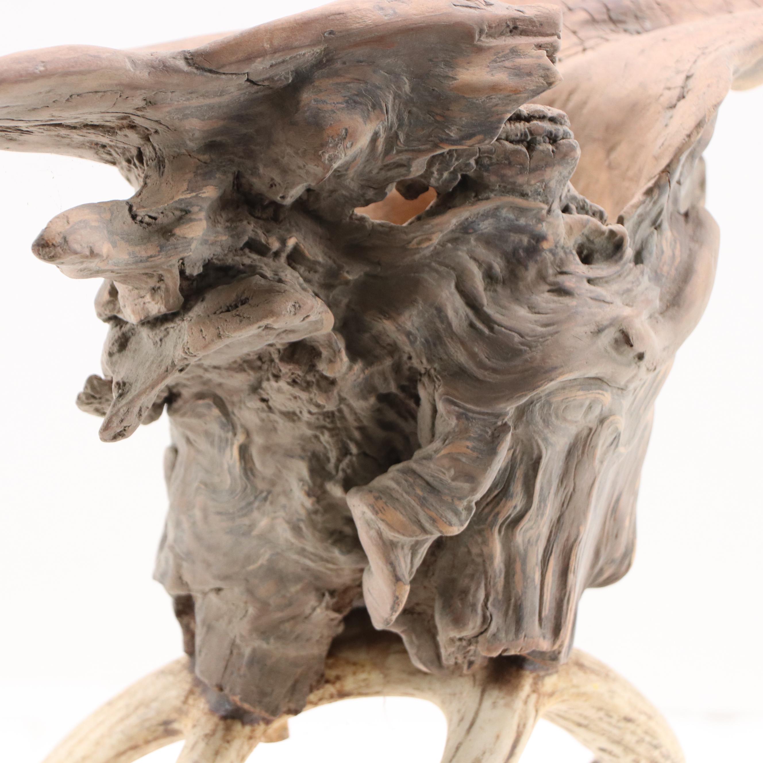 Robert Beaven Folk Art Found Wood and Antler Sculpture
