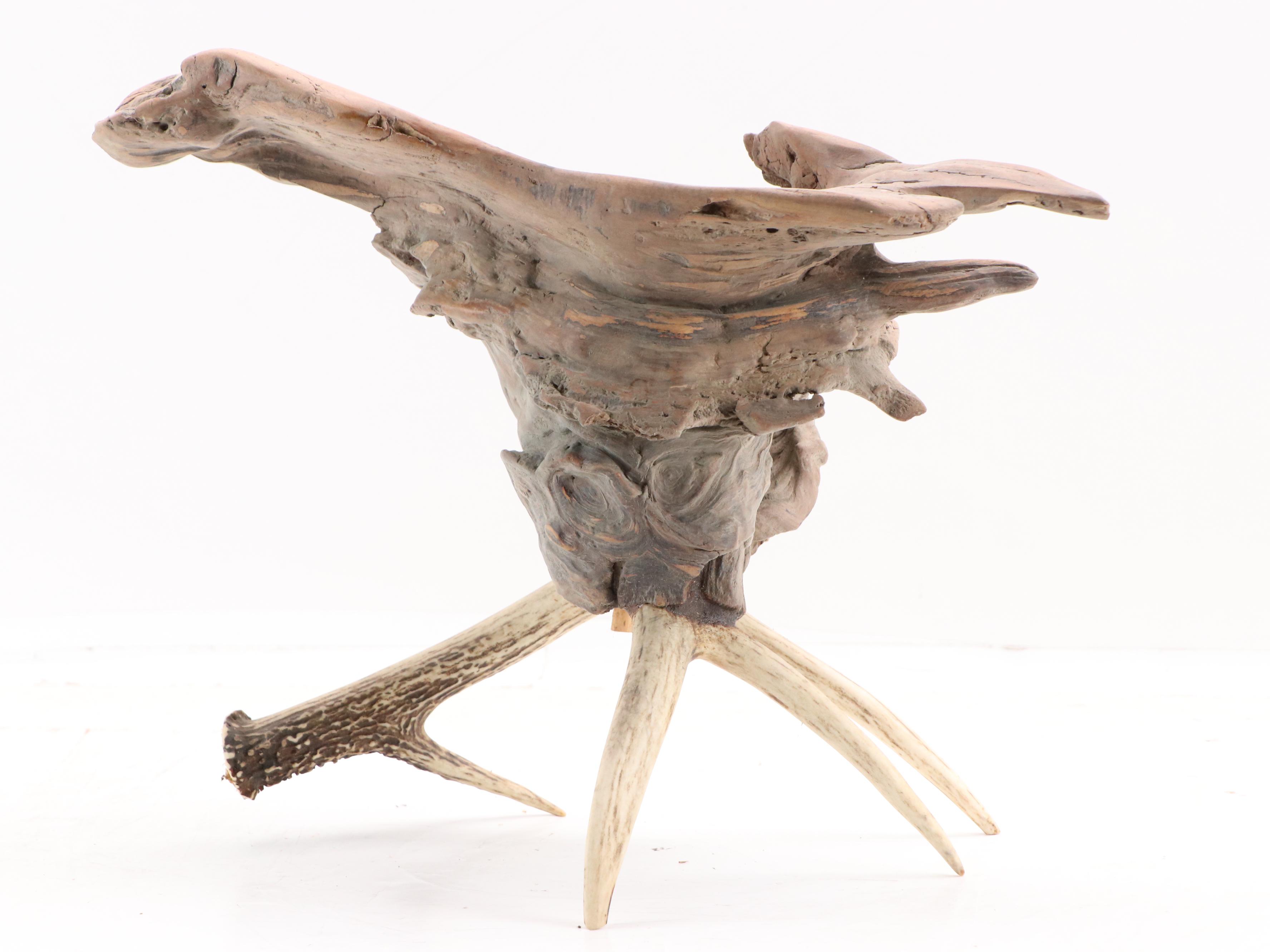 Robert Beaven Folk Art Found Wood and Antler Sculpture