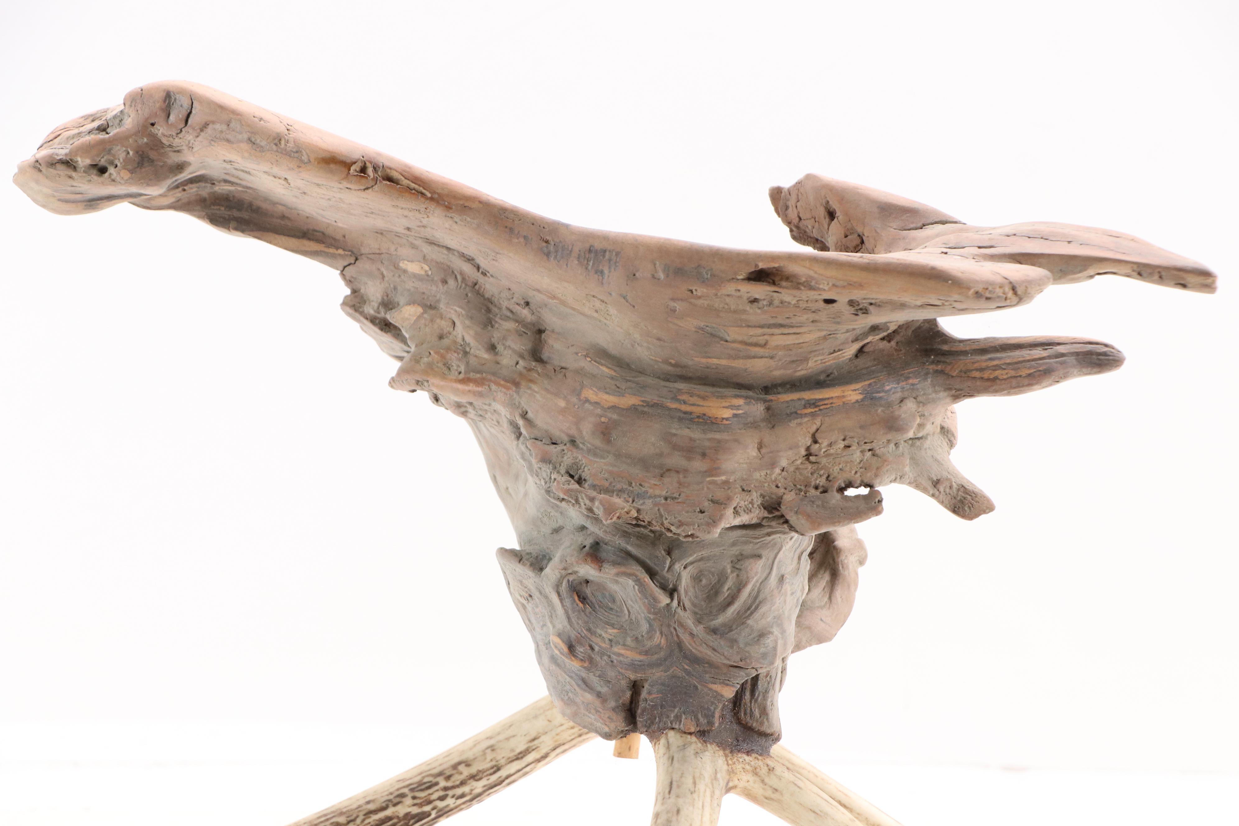 Robert Beaven Folk Art Found Wood and Antler Sculpture