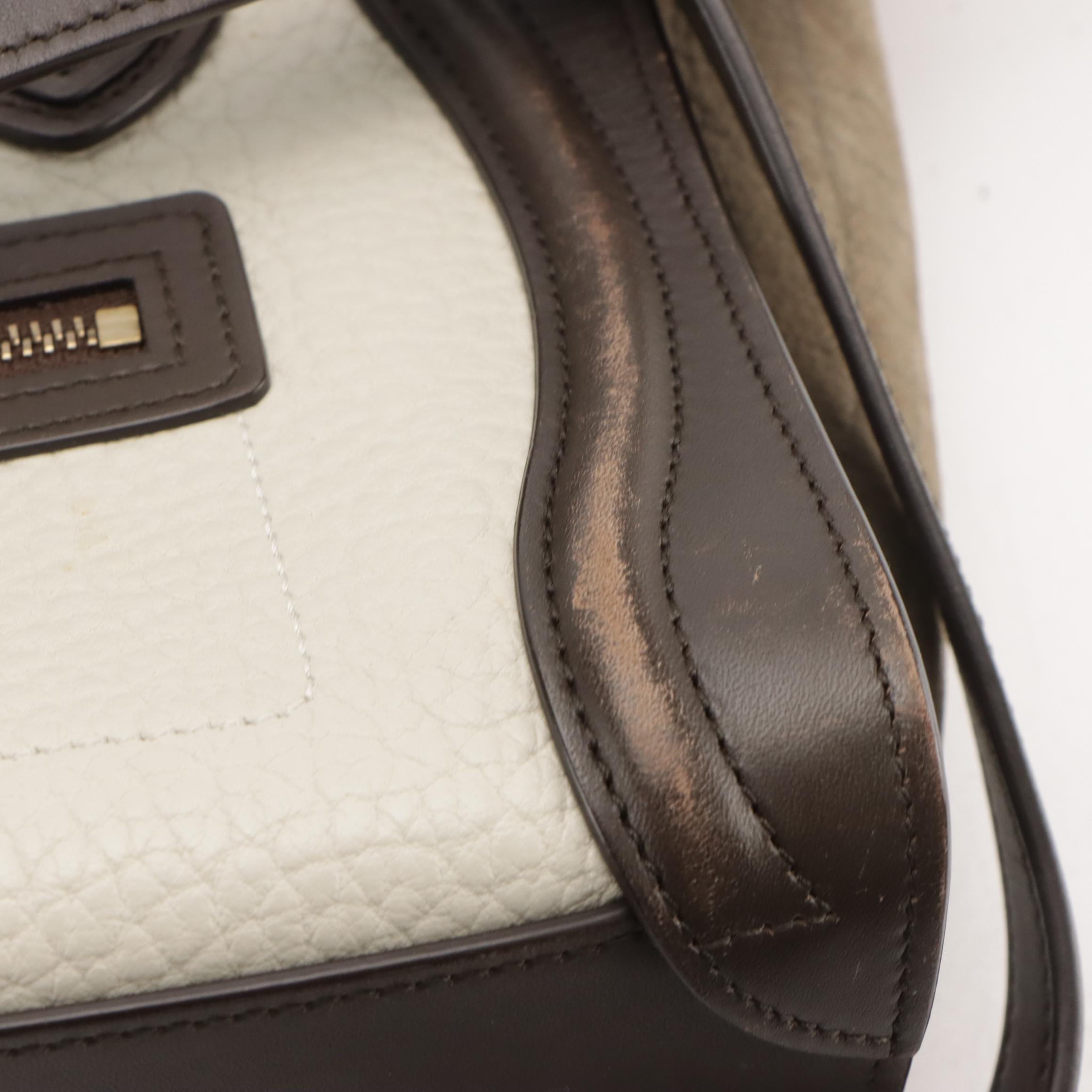 Céline Nano Luggage Two-Way Bag in Tricolor Calfskin and Nubuck Leather