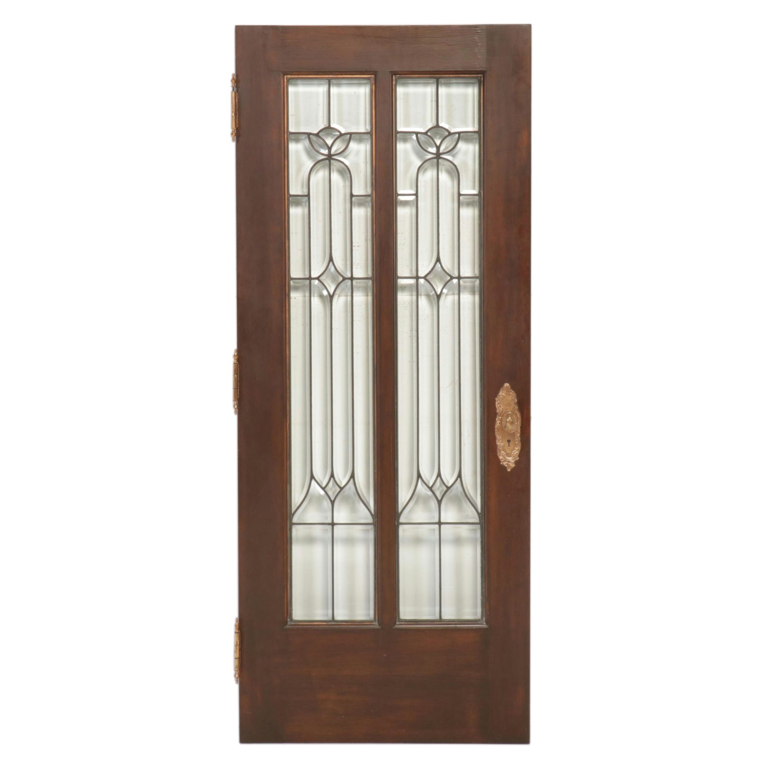 Edwardian Style Mahogany and Leaded Glass Door, Early to Mid-20th Century
