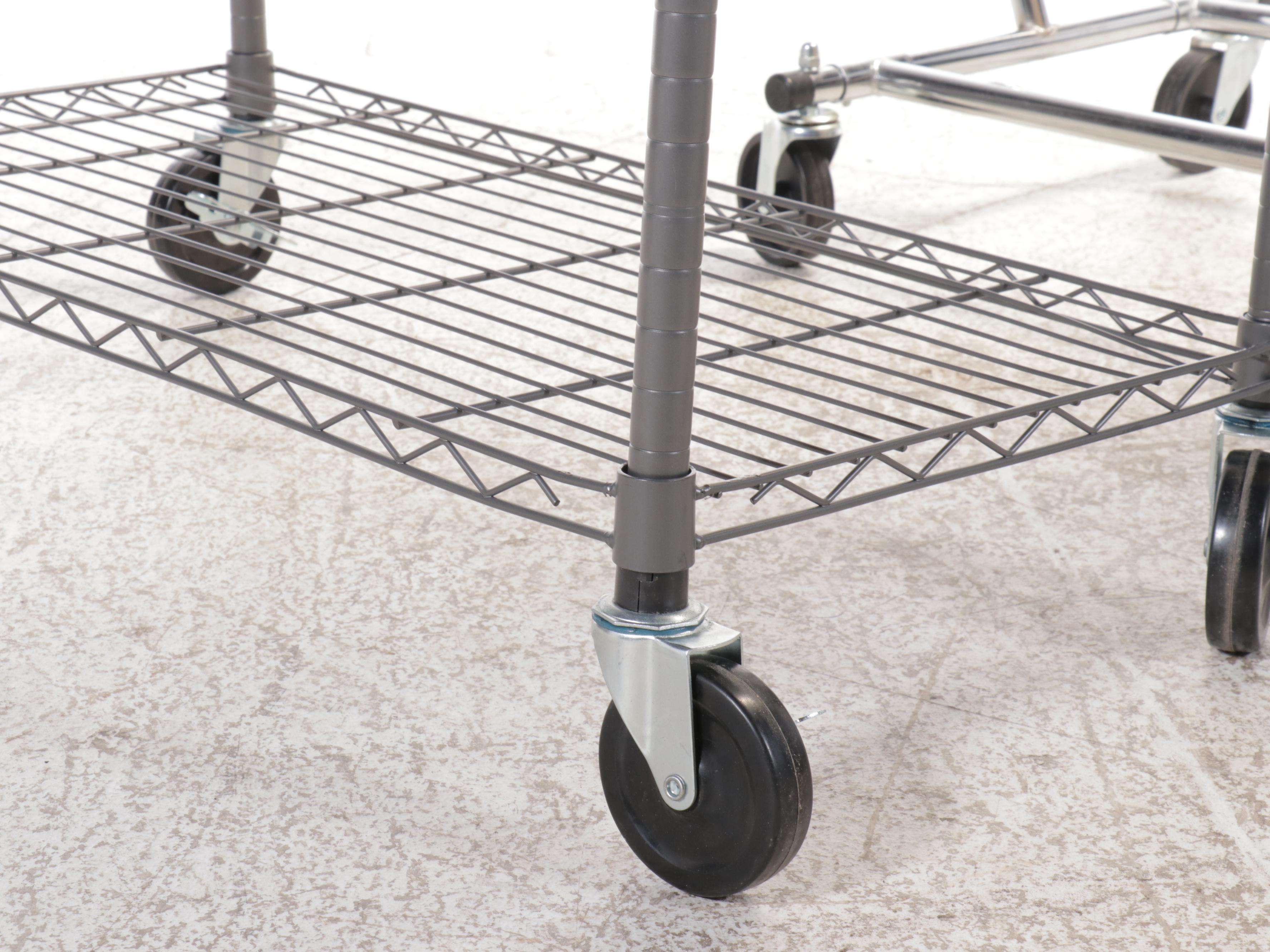 Two Chrome Clothing Racks with Richard's Cedar Hanging Garment Storage Bags