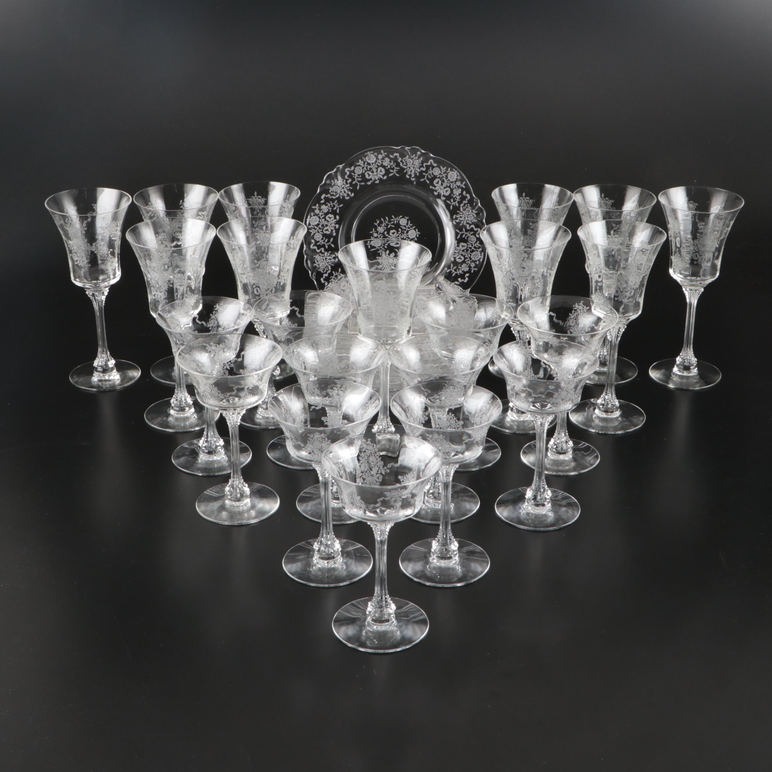 Glass Coupes, Water Glasses, and Salad Plates