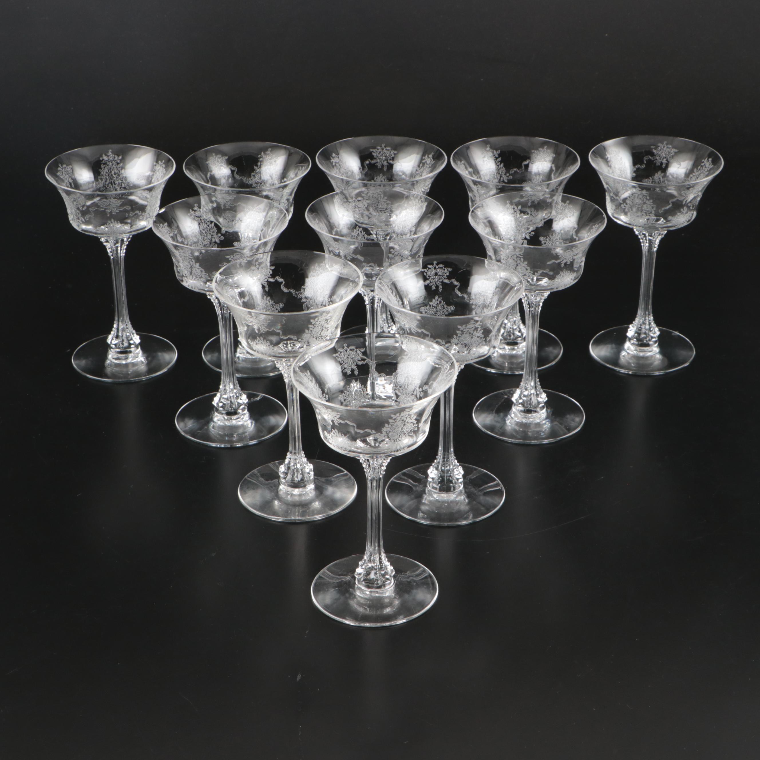 Glass Coupes, Water Glasses, and Salad Plates