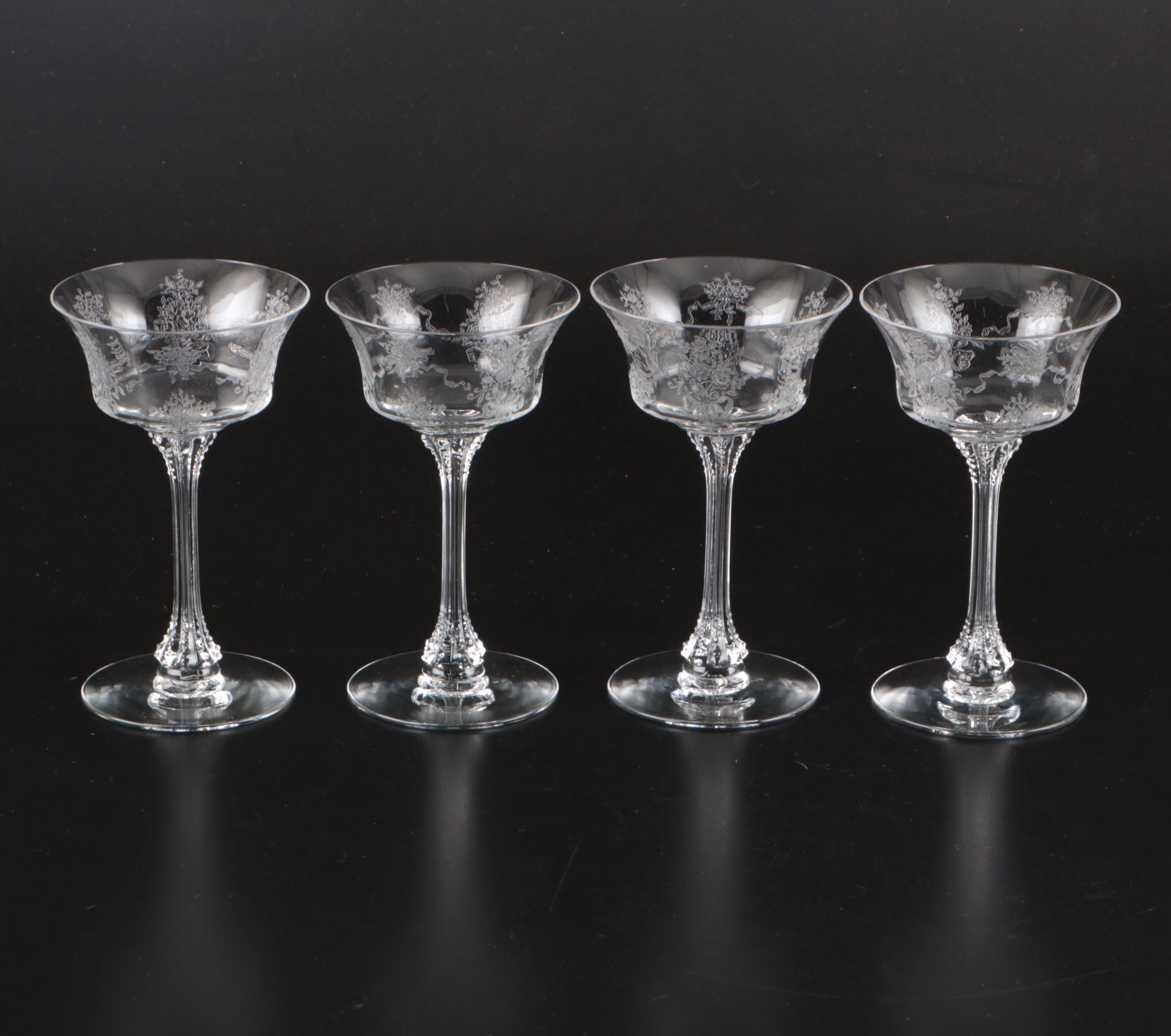 Glass Coupes, Water Glasses, and Salad Plates