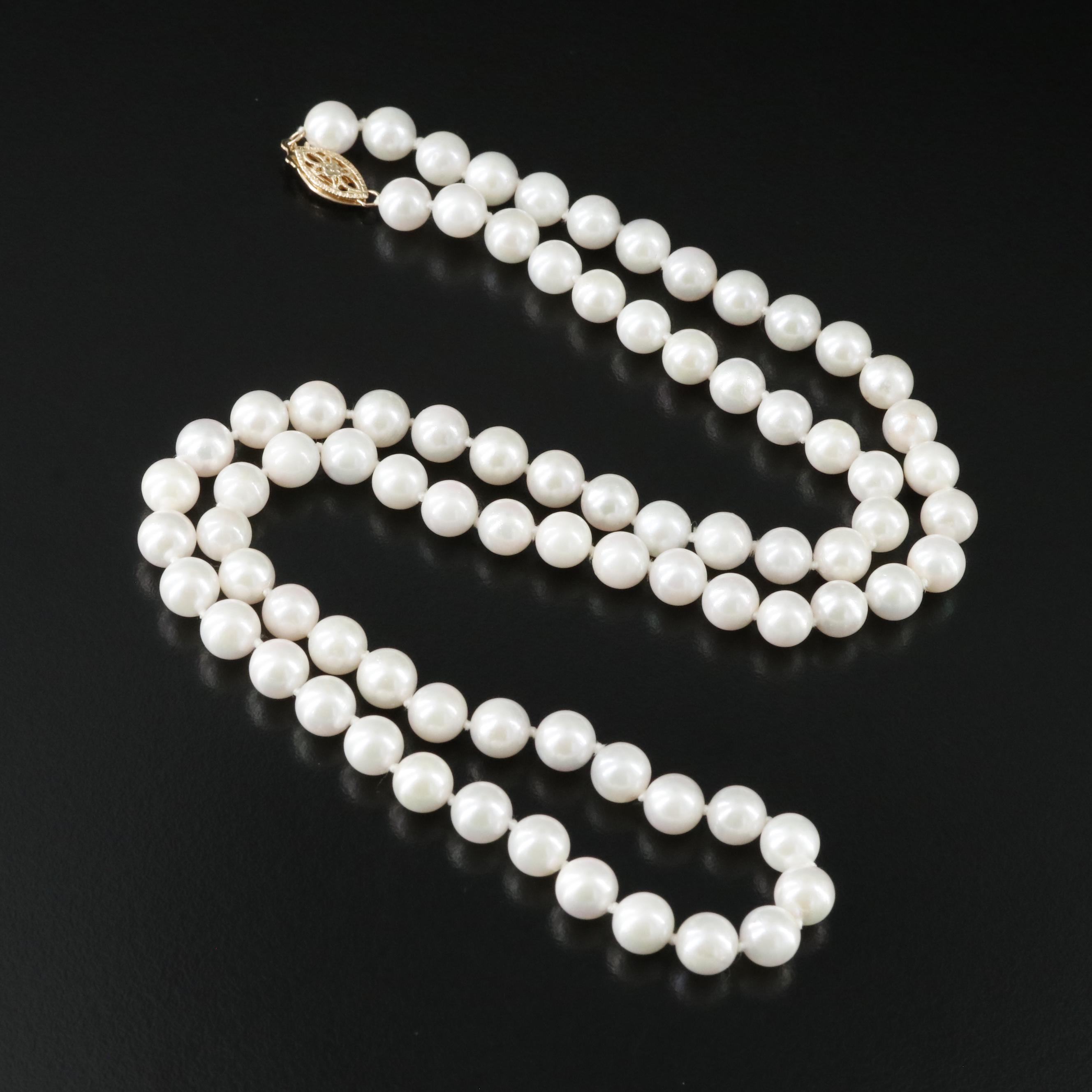 Pearl Necklace with 14K Clasp
