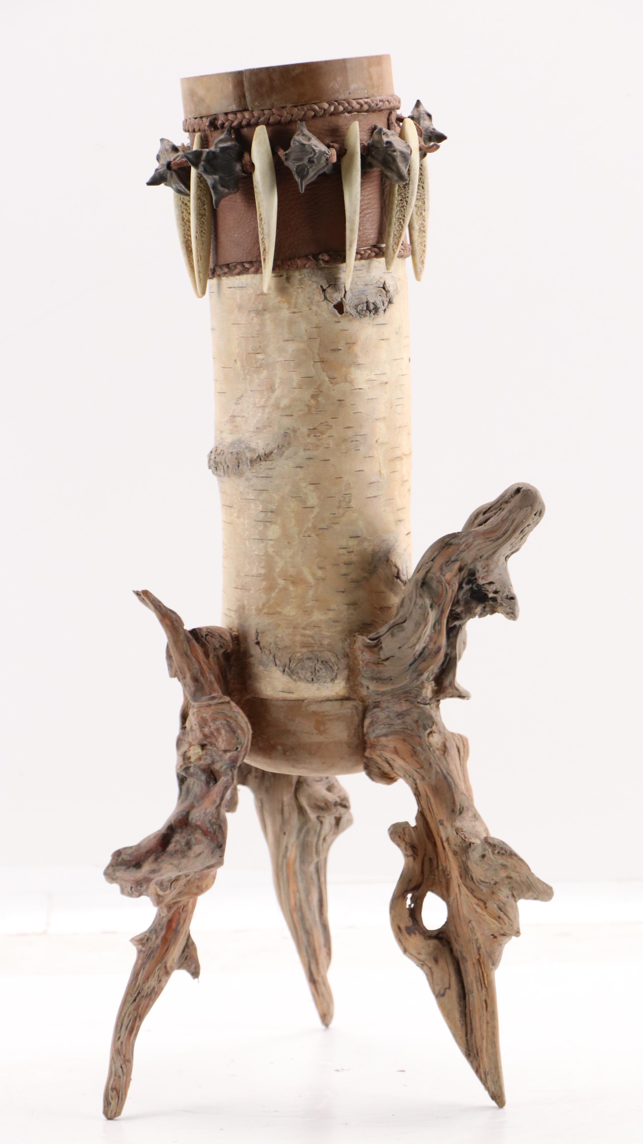 Robert Beaven Folk Art Found Materials Footed Vessel