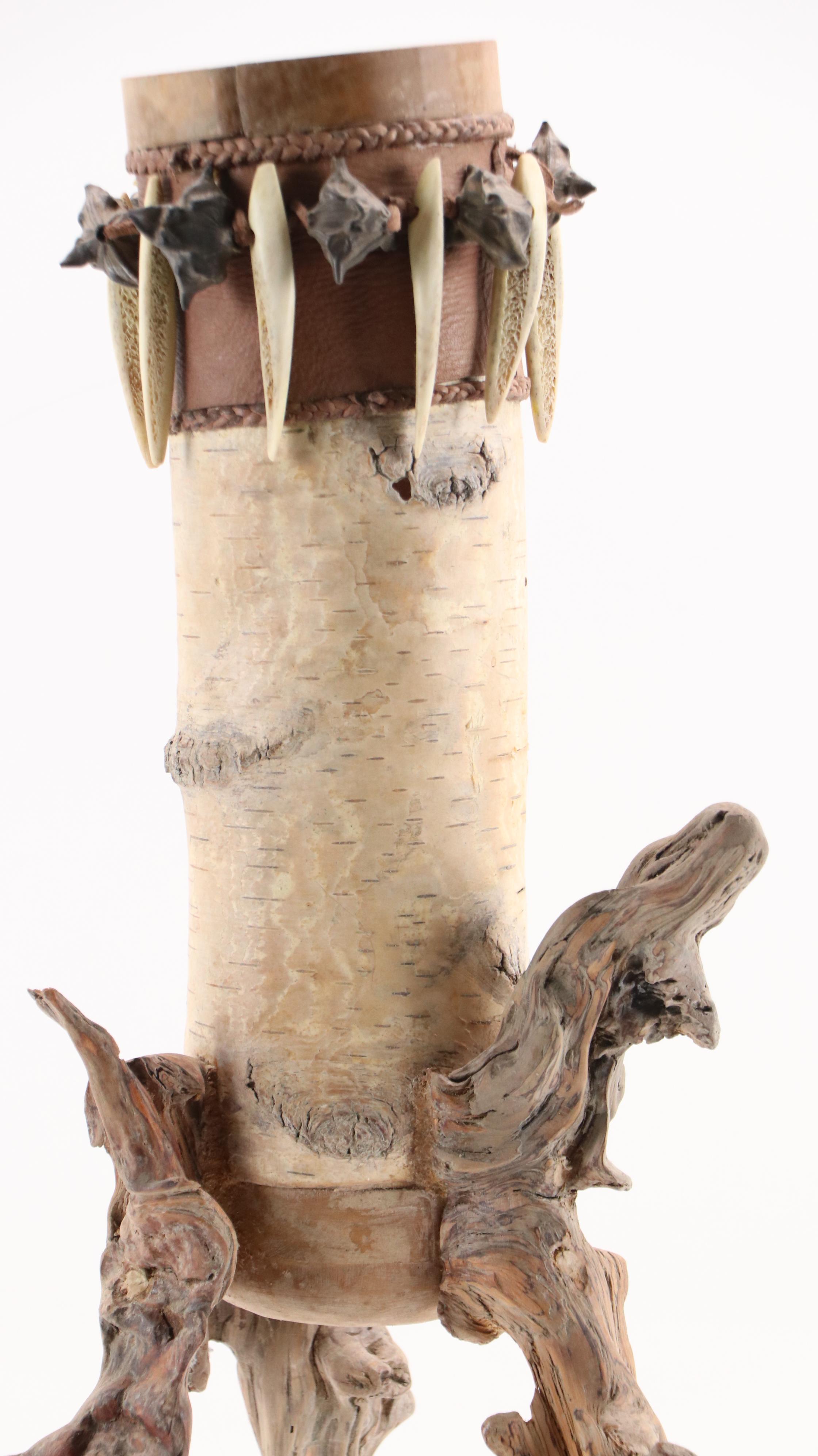 Robert Beaven Folk Art Found Materials Footed Vessel