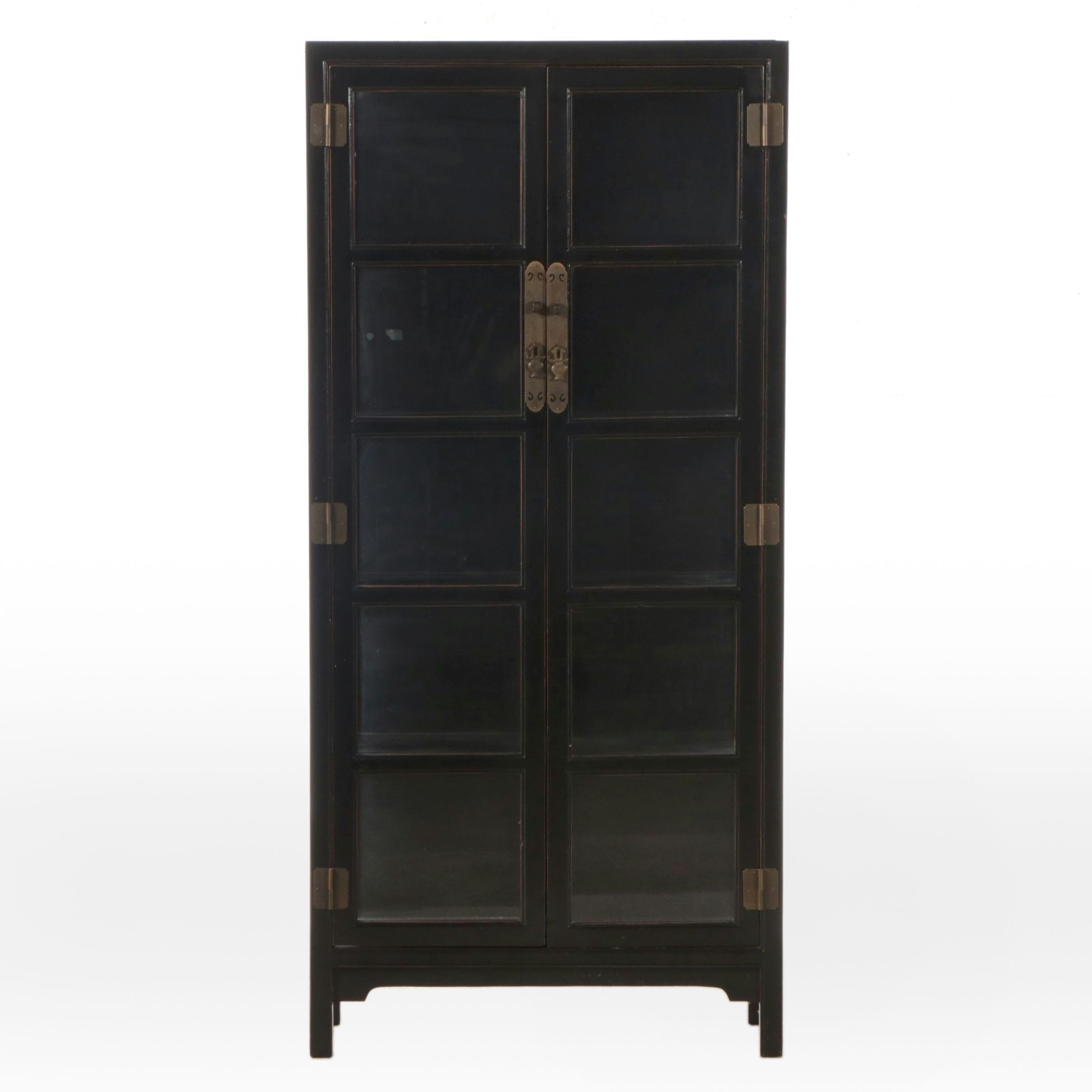 Chinese Style Black Lacquered Wood Display Cabinet