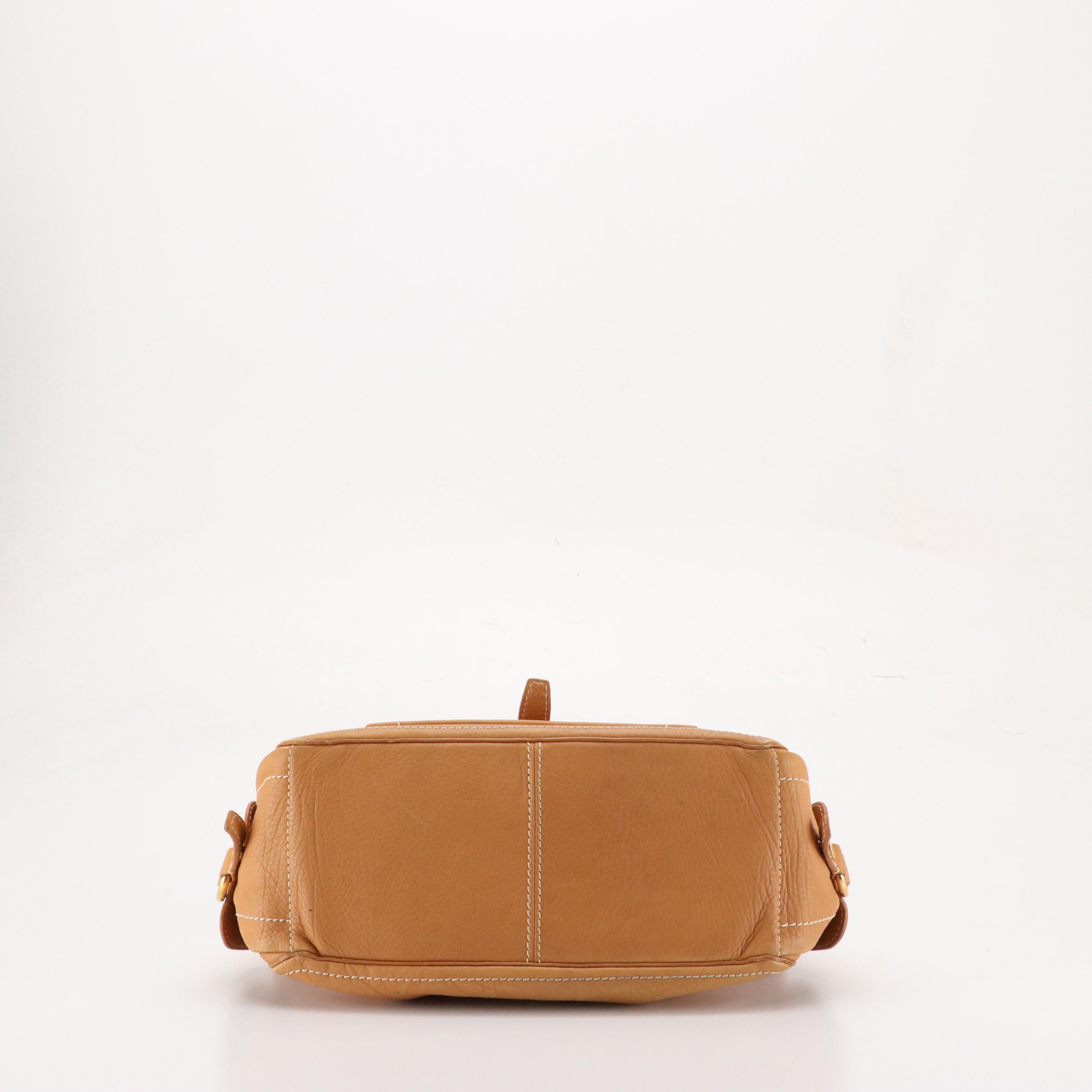 Celine Pocket Boogie Bag in Tan Leather with Contrast Stitching