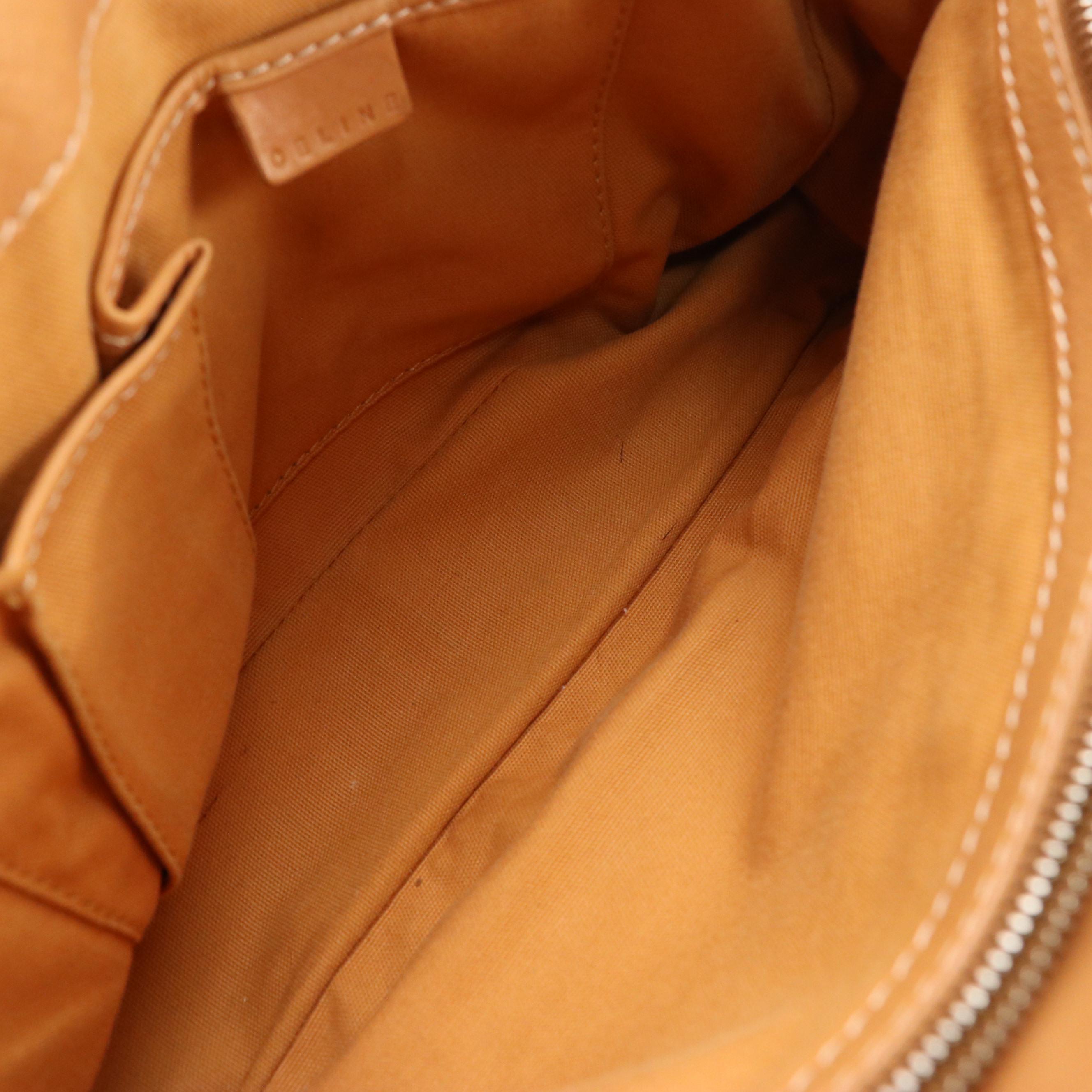 Celine Pocket Boogie Bag in Tan Leather with Contrast Stitching