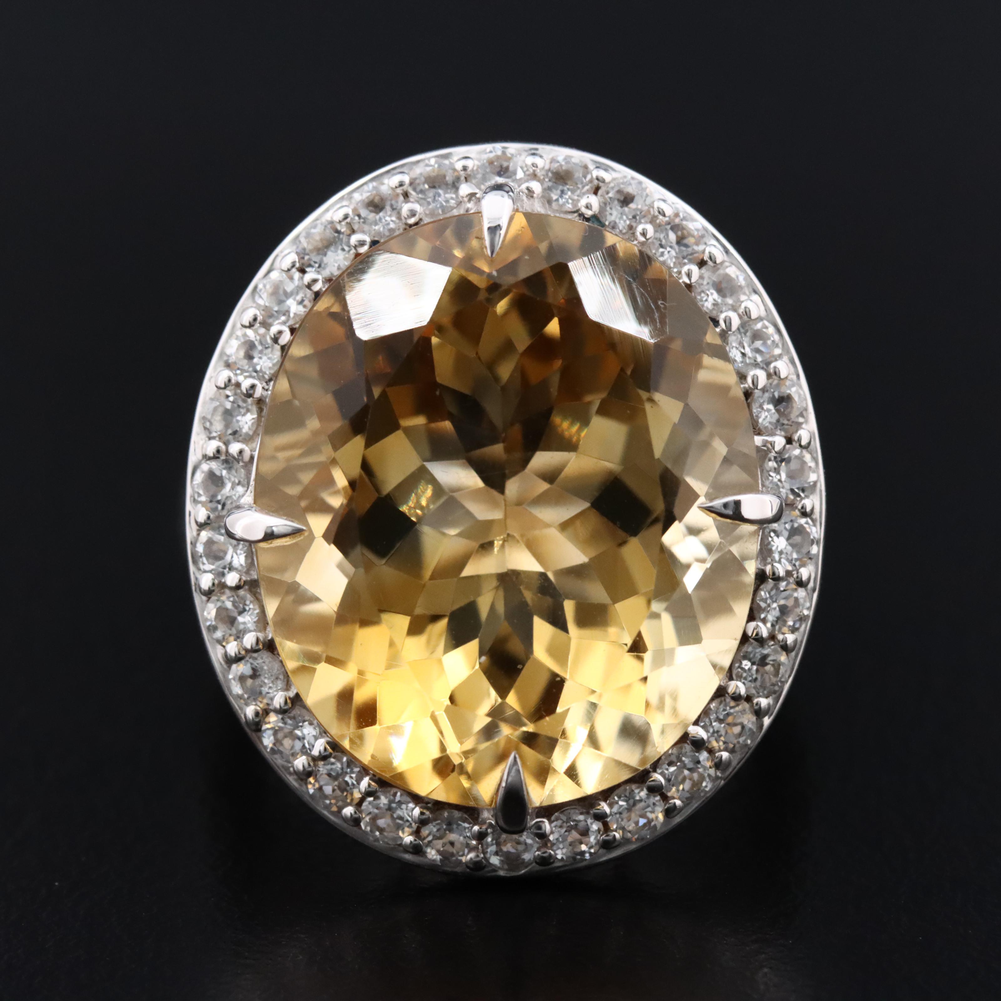 Sterling Citrine and White Topaz Ring