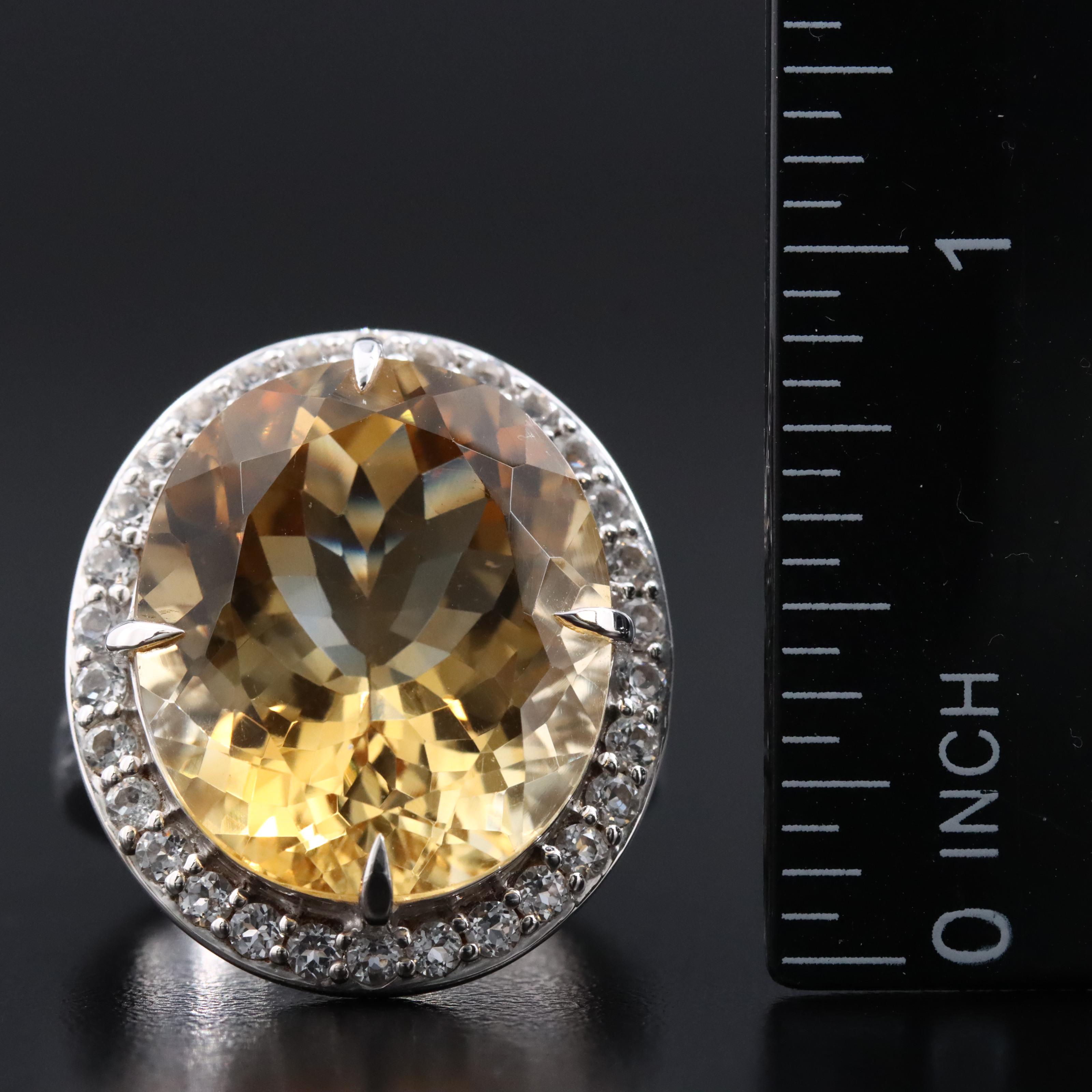 Sterling Citrine and White Topaz Ring