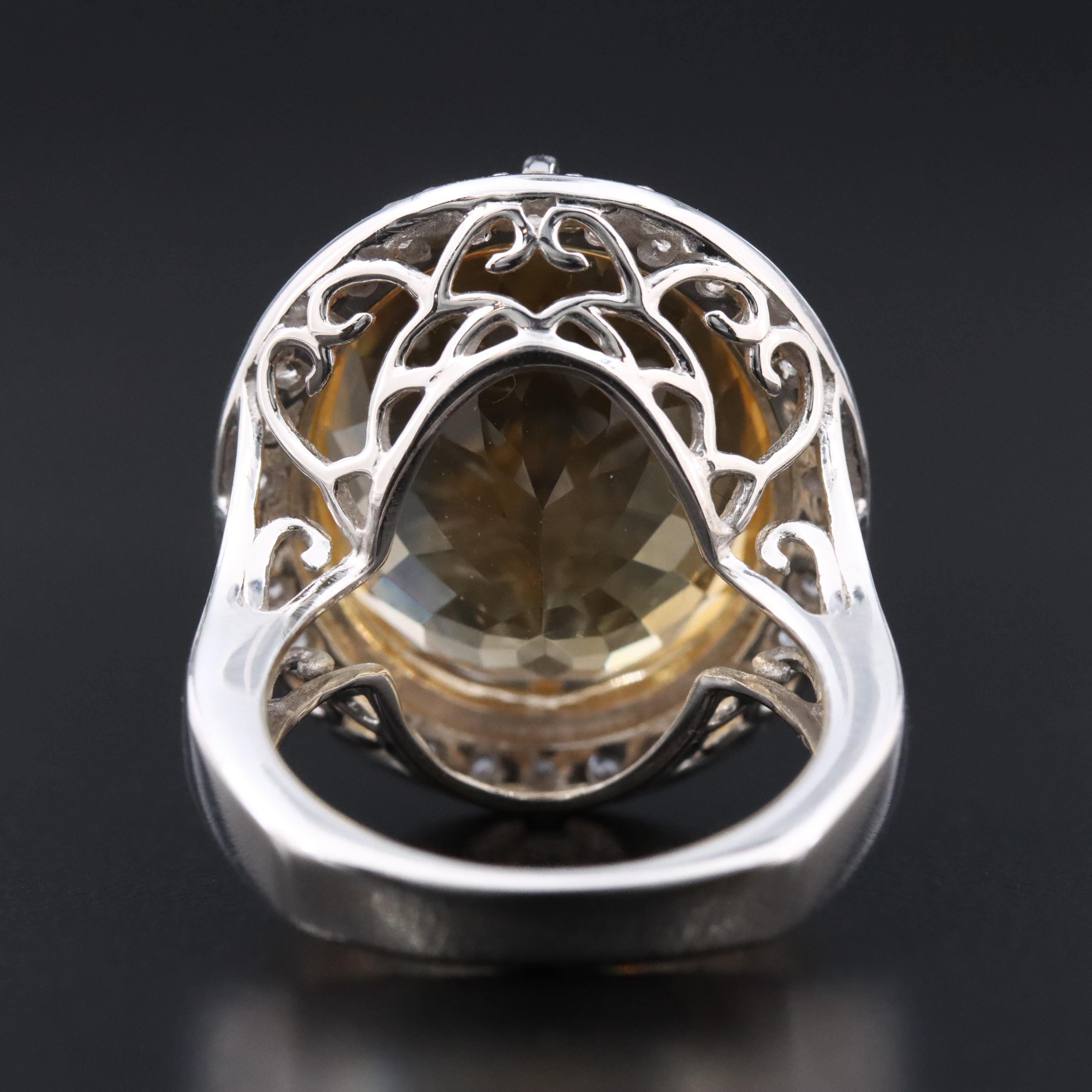 Sterling Citrine and White Topaz Ring