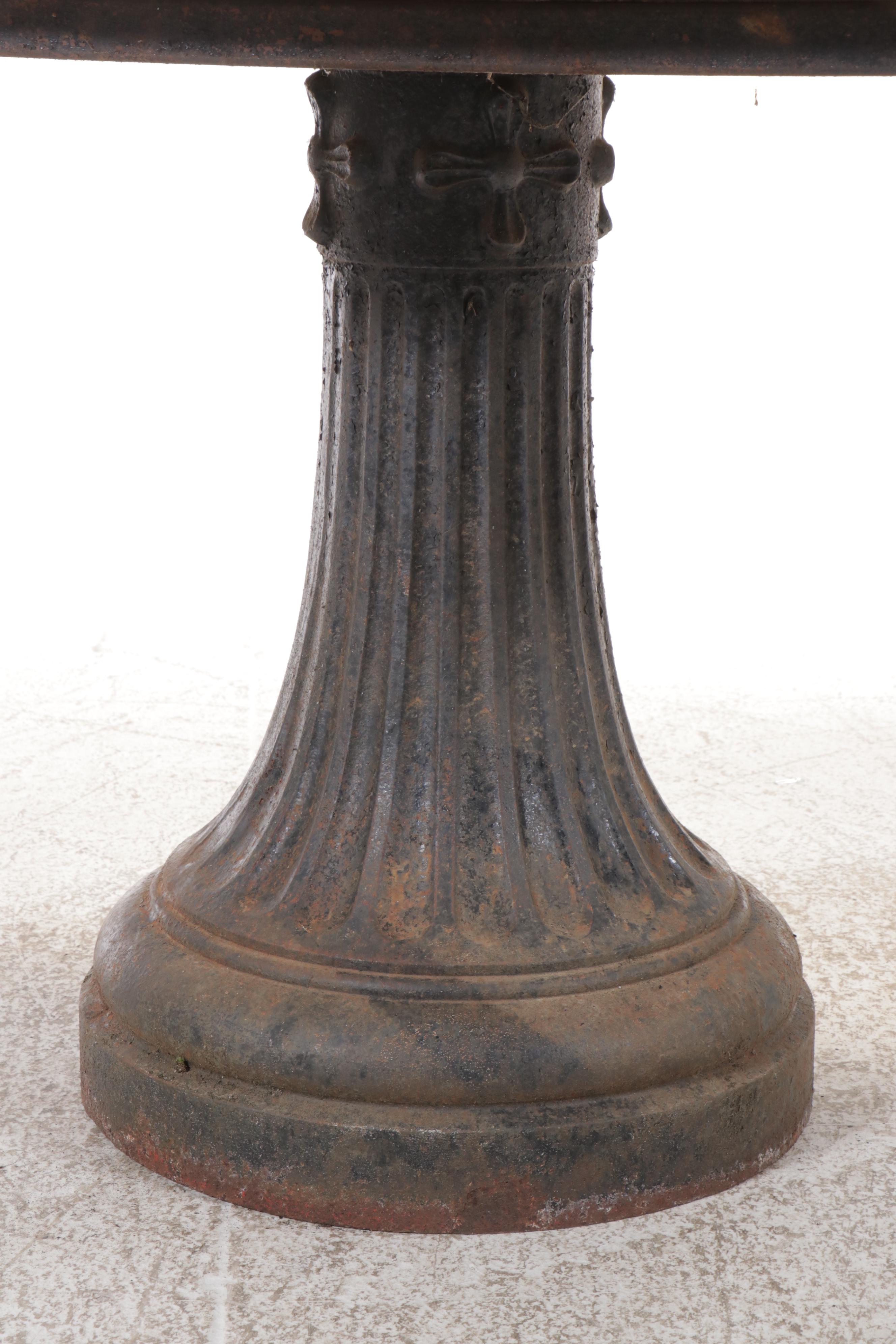 Cast Iron Pedestal Table with Marble Top