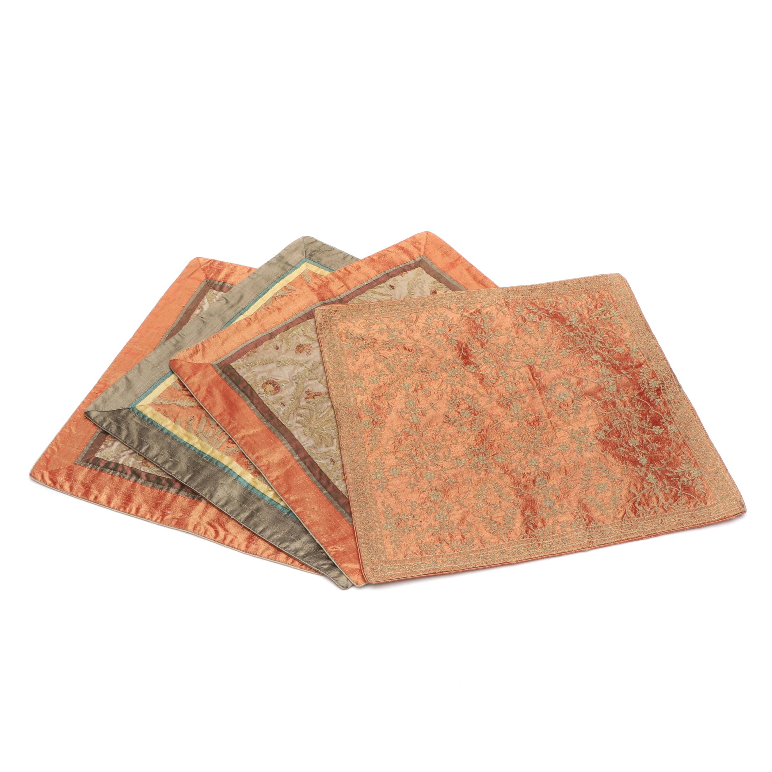 Embroidered Silk Dupioni Pillow Covers