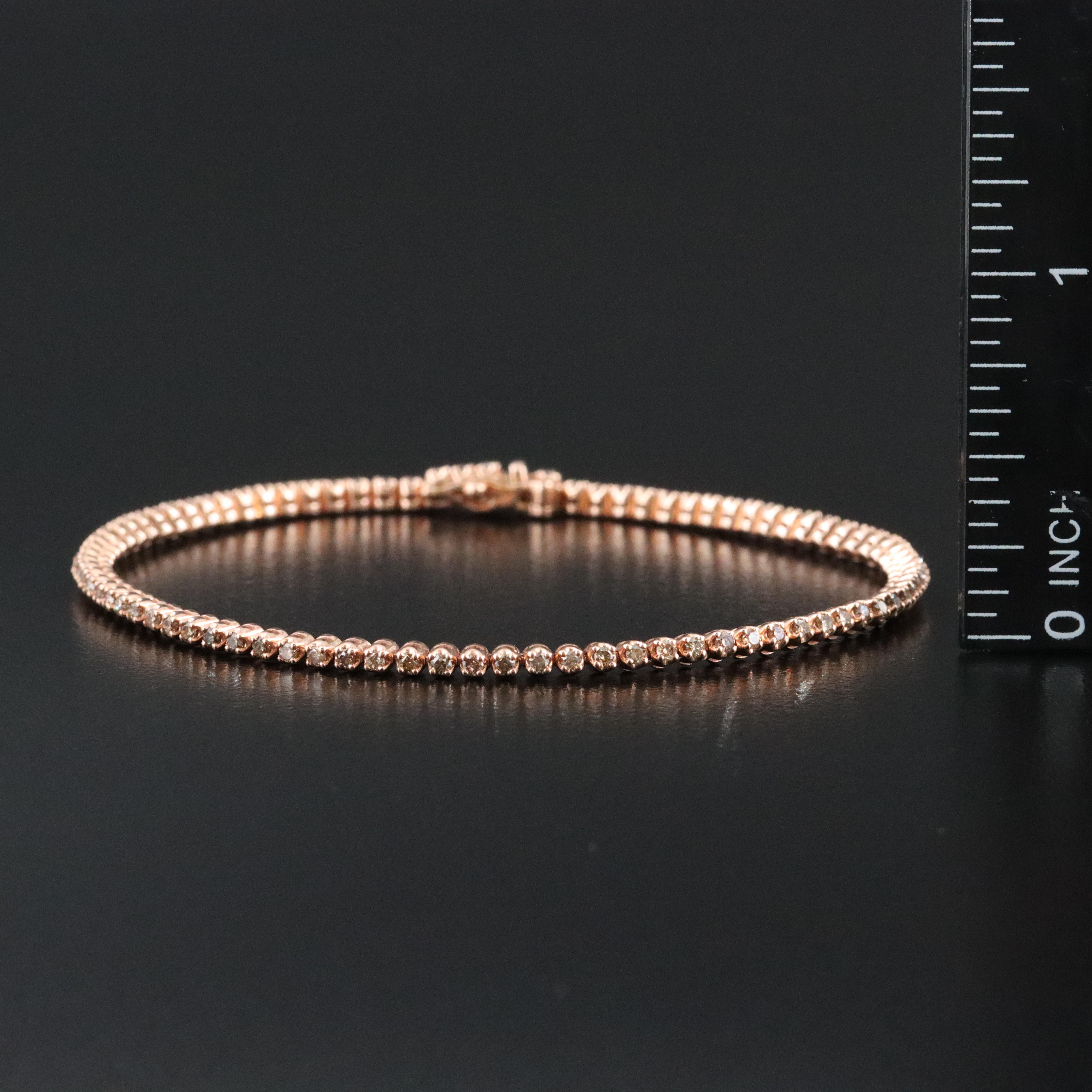14K Rose Gold 1.00 CTW Fancy Brown Diamond Line Bracelet