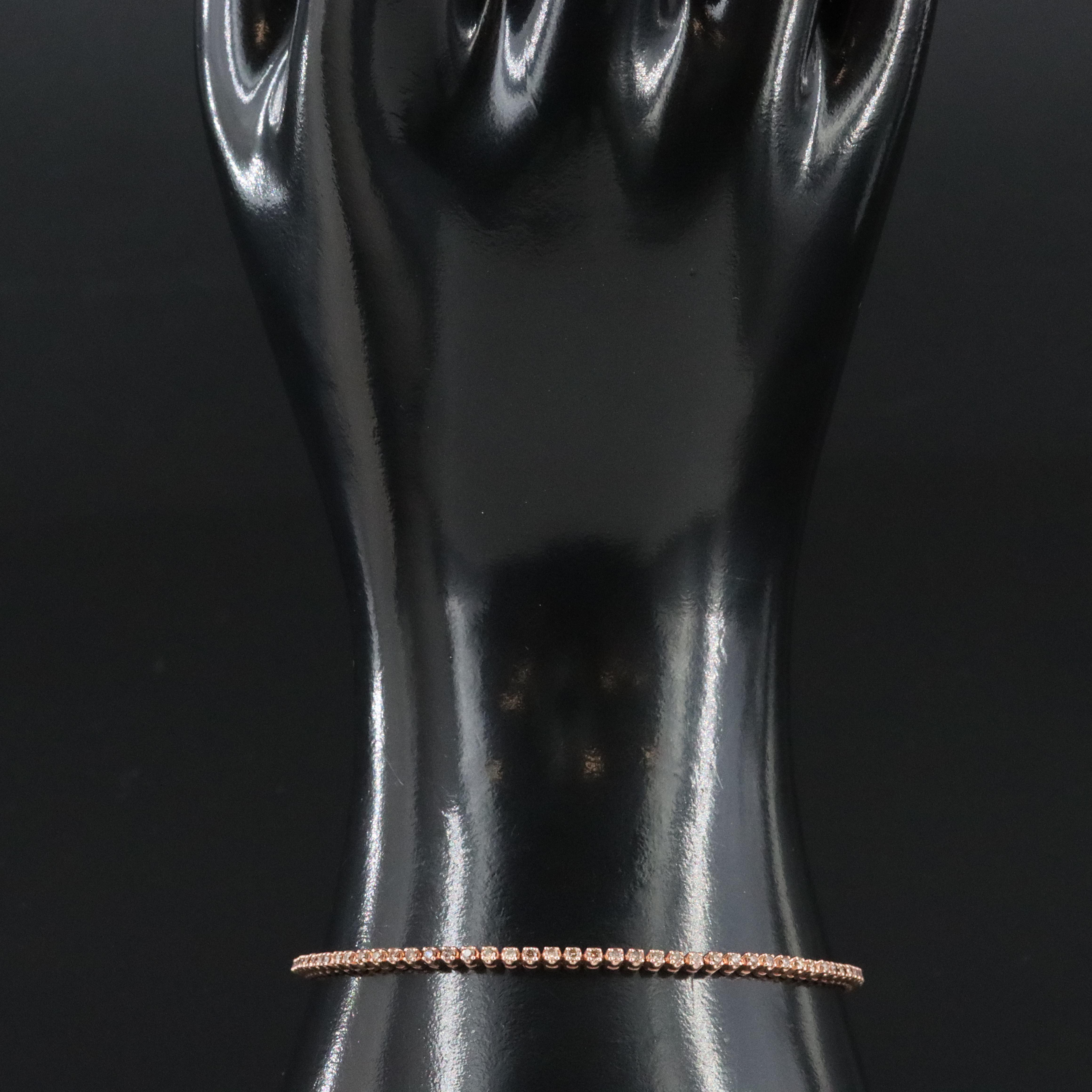 14K Rose Gold 1.00 CTW Fancy Brown Diamond Line Bracelet