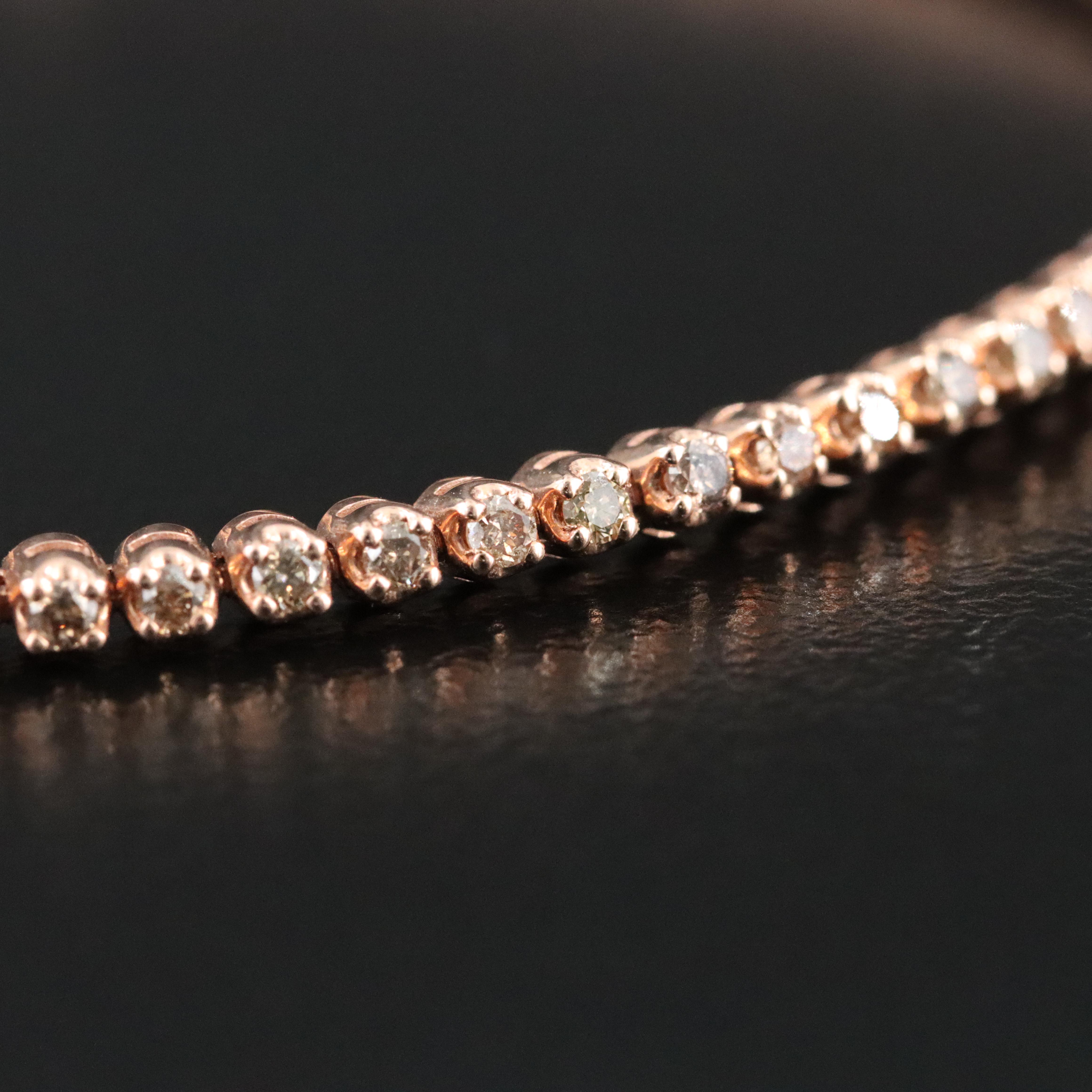 14K Rose Gold 1.00 CTW Fancy Brown Diamond Line Bracelet