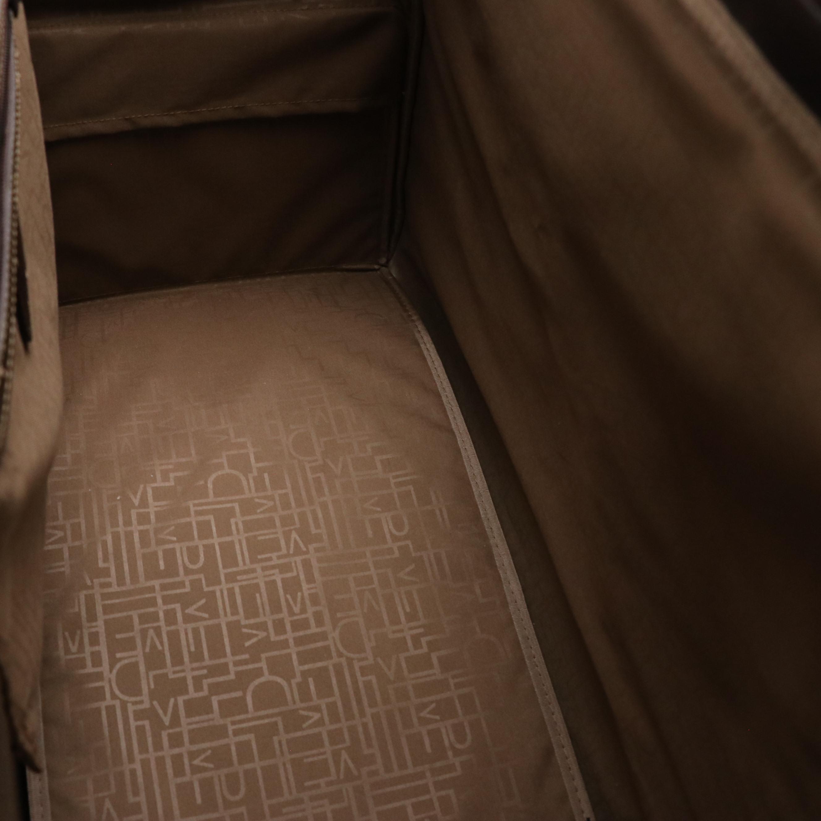 Diane Von Furstenberg Sage Green Soft Canvas Travel Bag with Brown Leather Trim