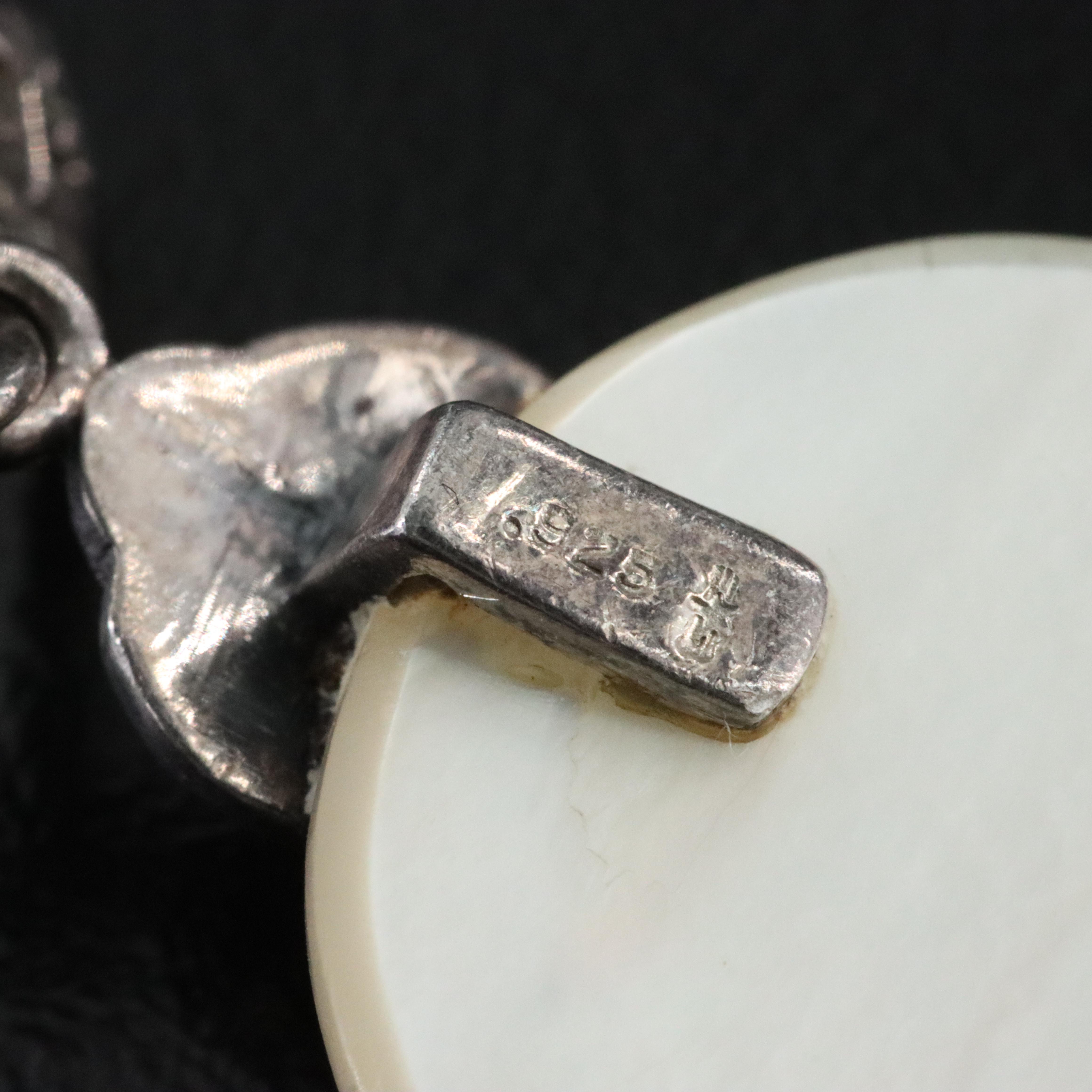 Sterling Mother-of-Pearl and Marcasite Earrings